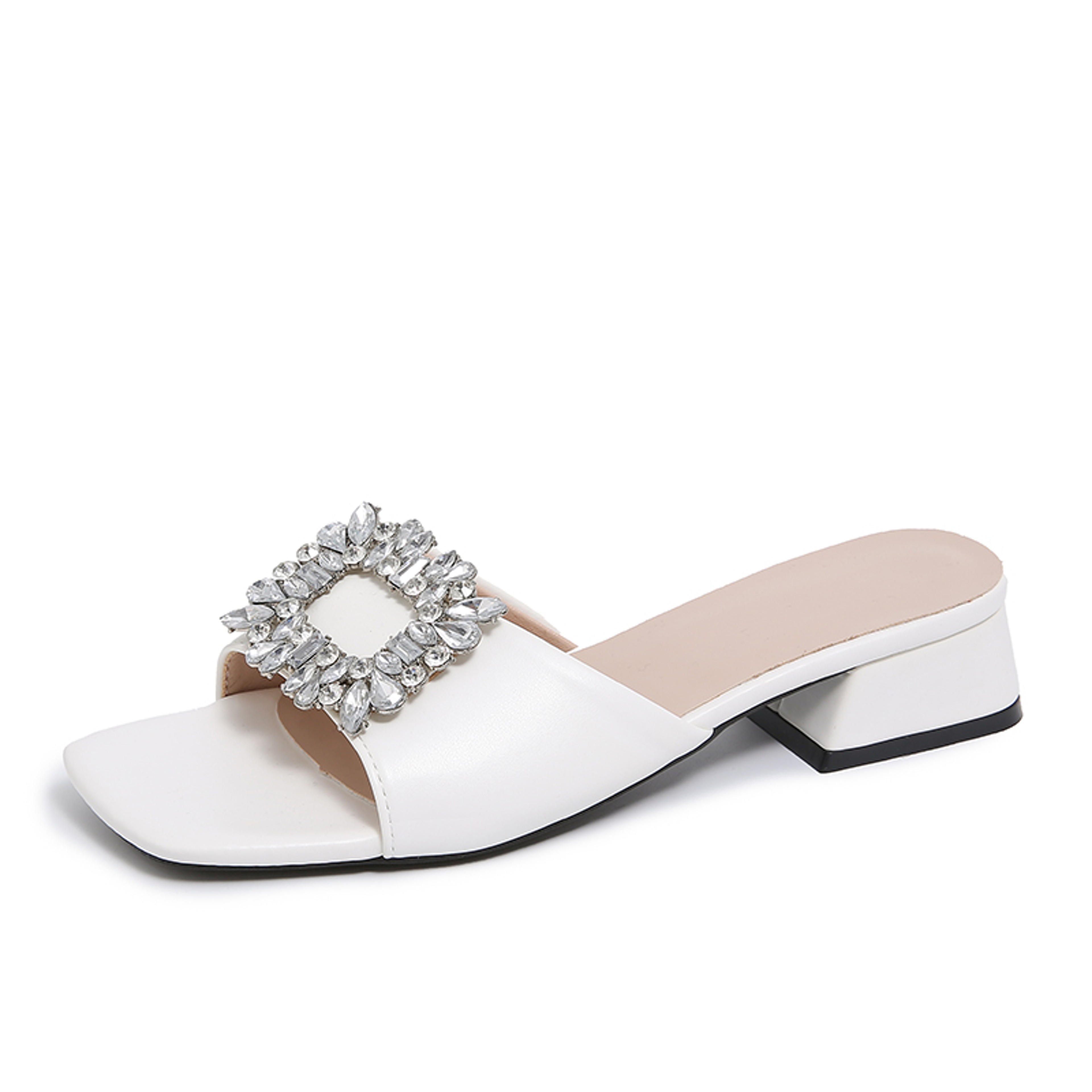 Luxury Rhinestone Square Toe Sandals for Women Comfortable Summer Heels – view 8
