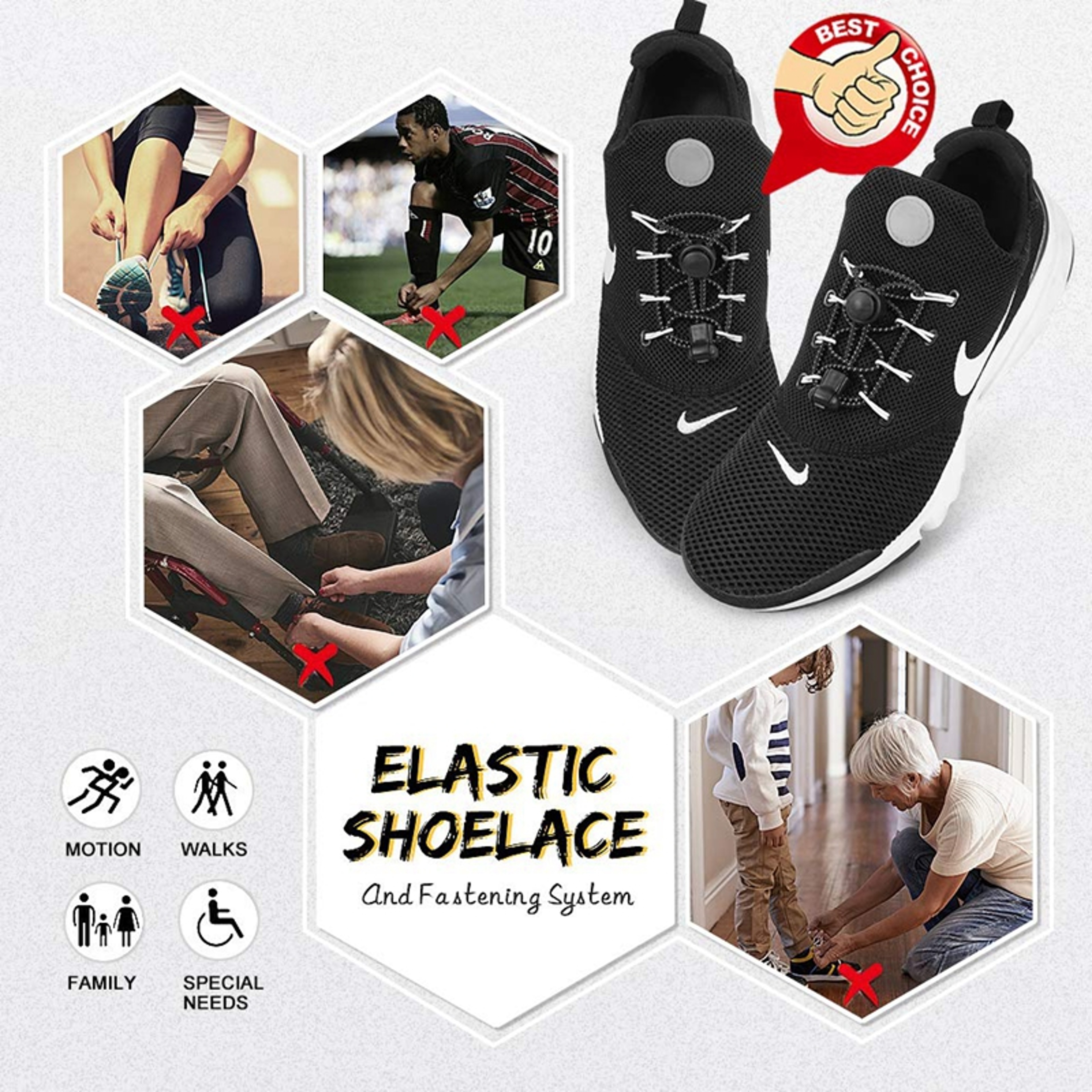 Quick Lock Elastic No Tie Shoelaces for Sneakers and Everyday Shoes – view 5