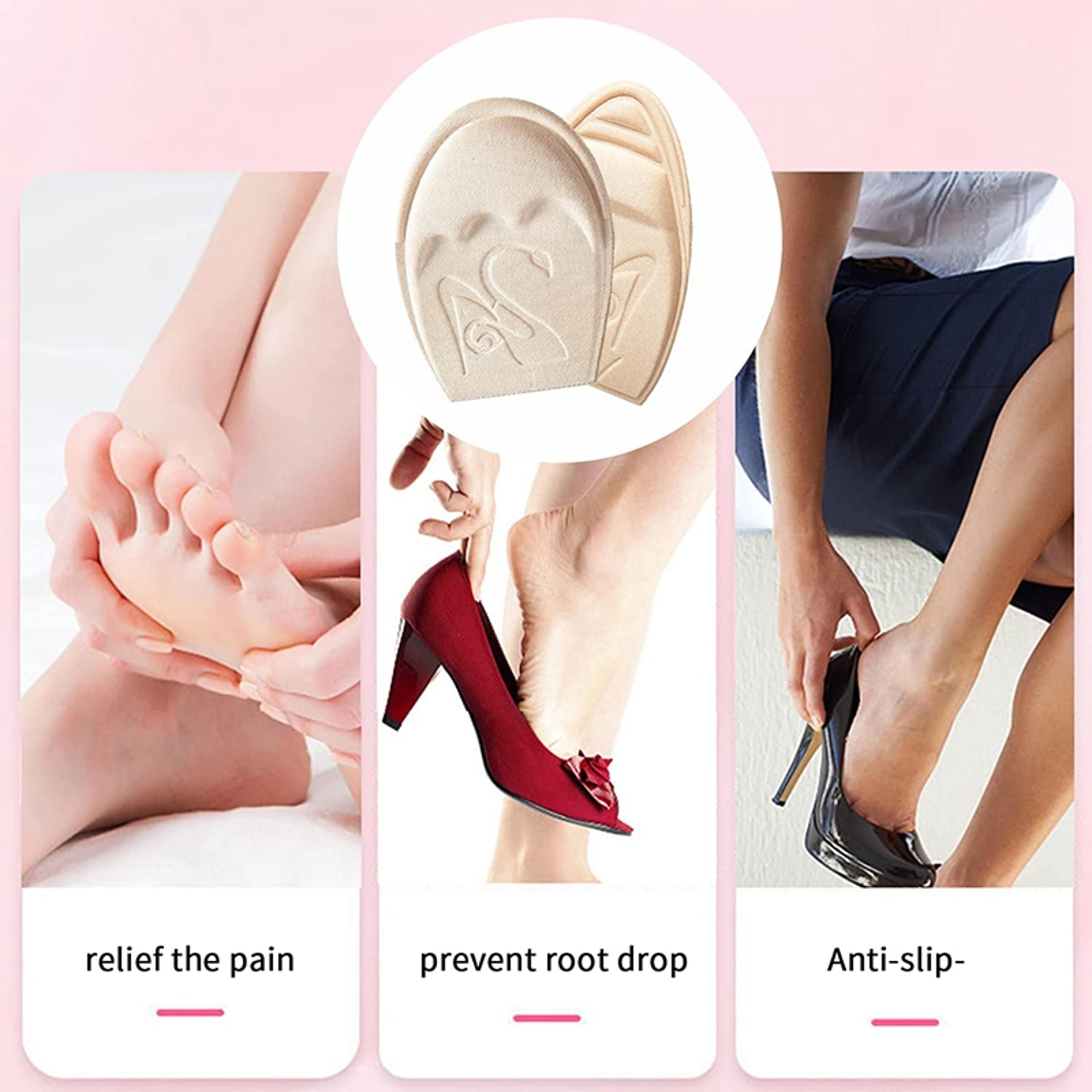 Comfort Fit Forefoot Cushion Half Insoles Shoe Filler Pads for High Heels – view 5