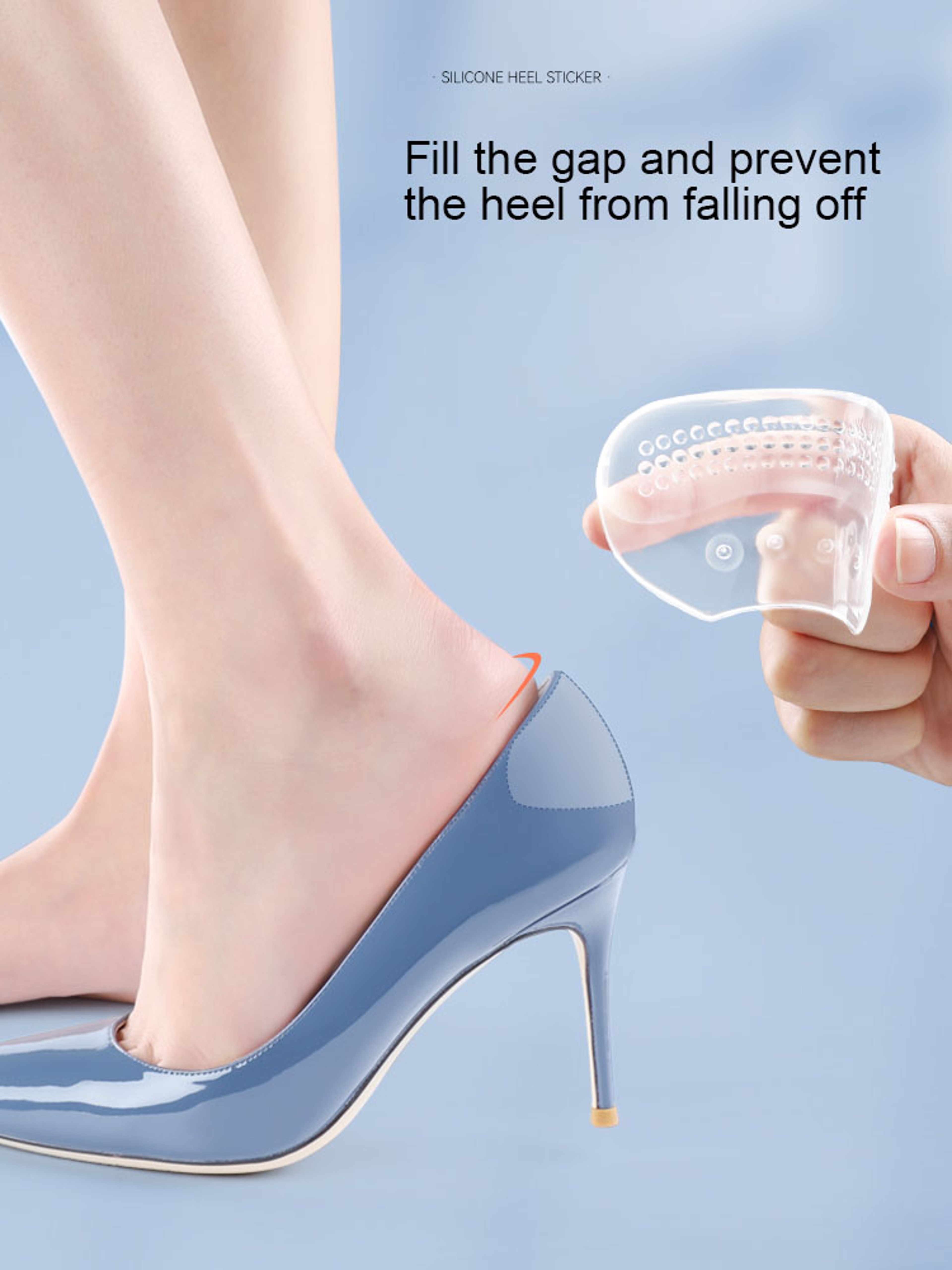 Silicone Gel Heel Grips Anti Slip Shoe Inserts for Comfortable Fit and Blister Protection – view 2