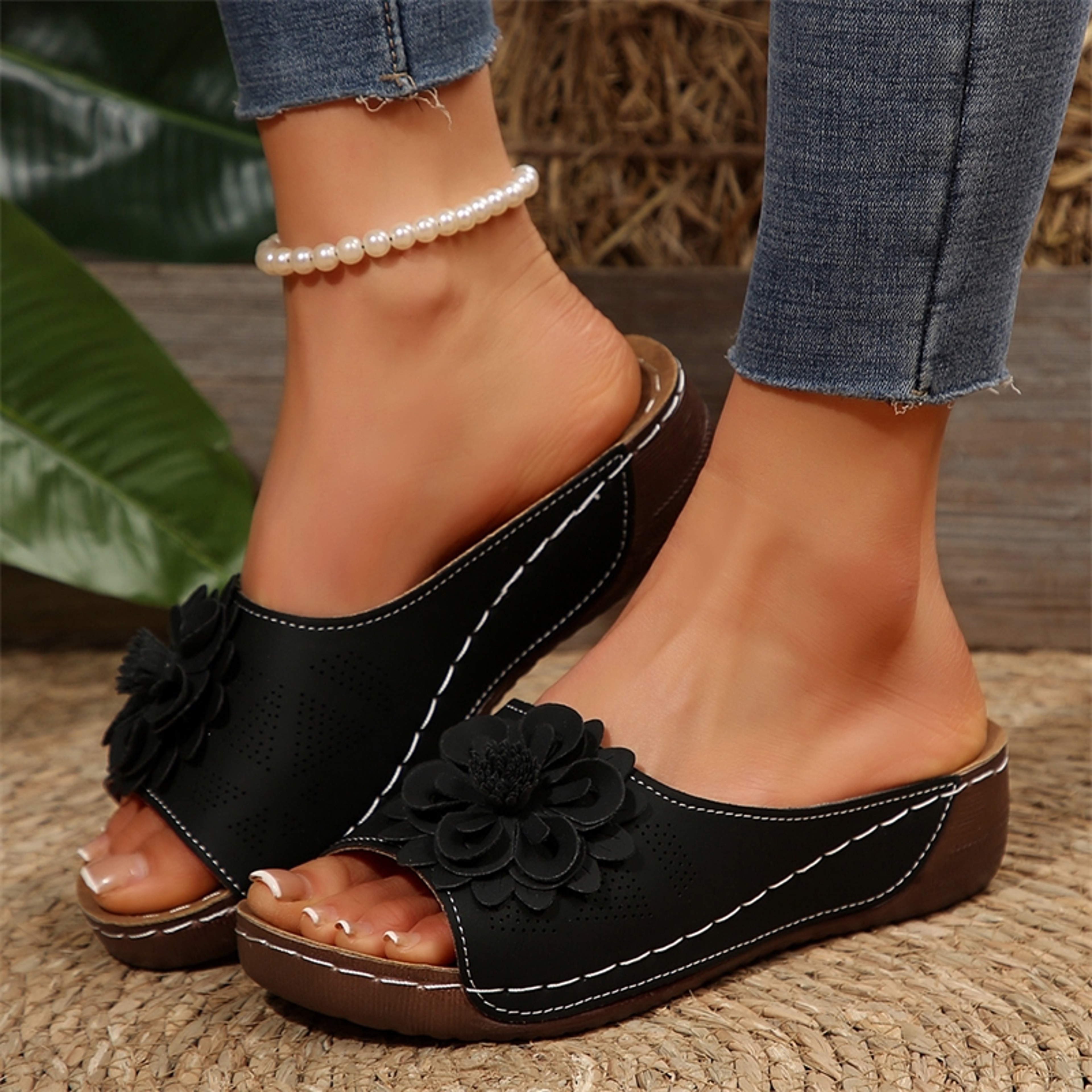 Womens Comfortable Wedge Sandals Casual Summer Walking Slides – view 3