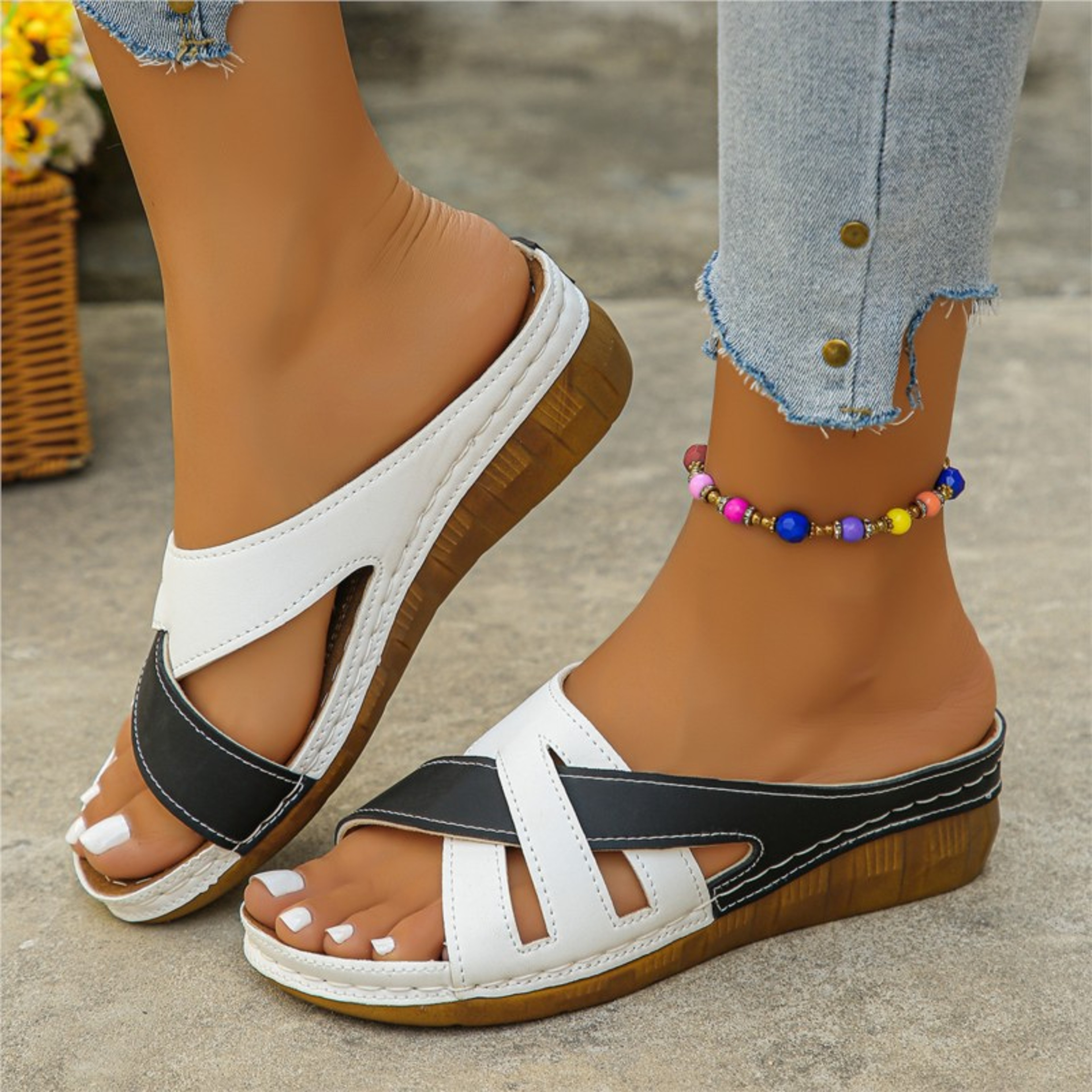 Elegant Women Wedge Sandals Breathable Summer Slide Sandals – view 8
