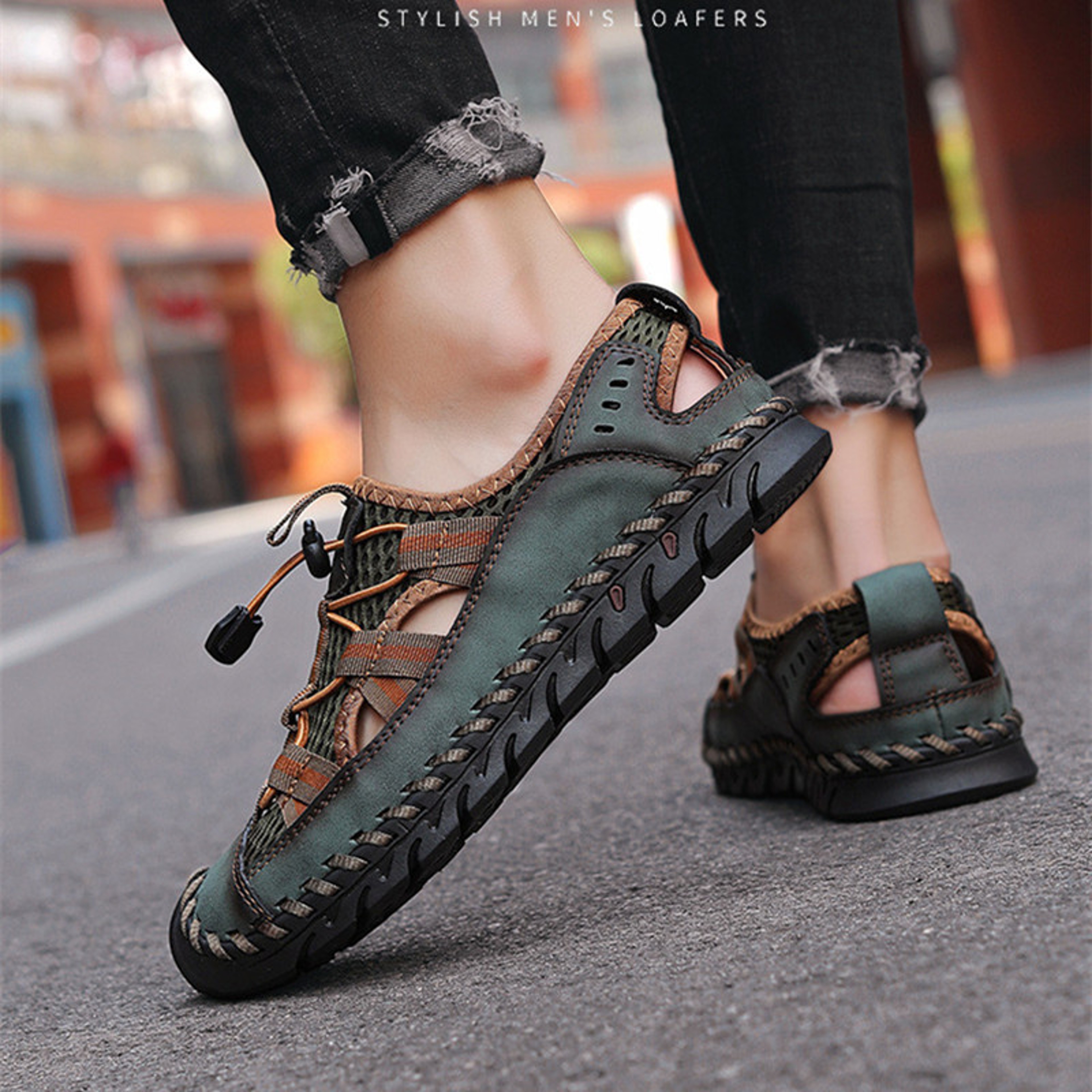 Handmade Genuine Leather Mens Sandals Non Slip Outdoor Summer Beach Shoes – view 4