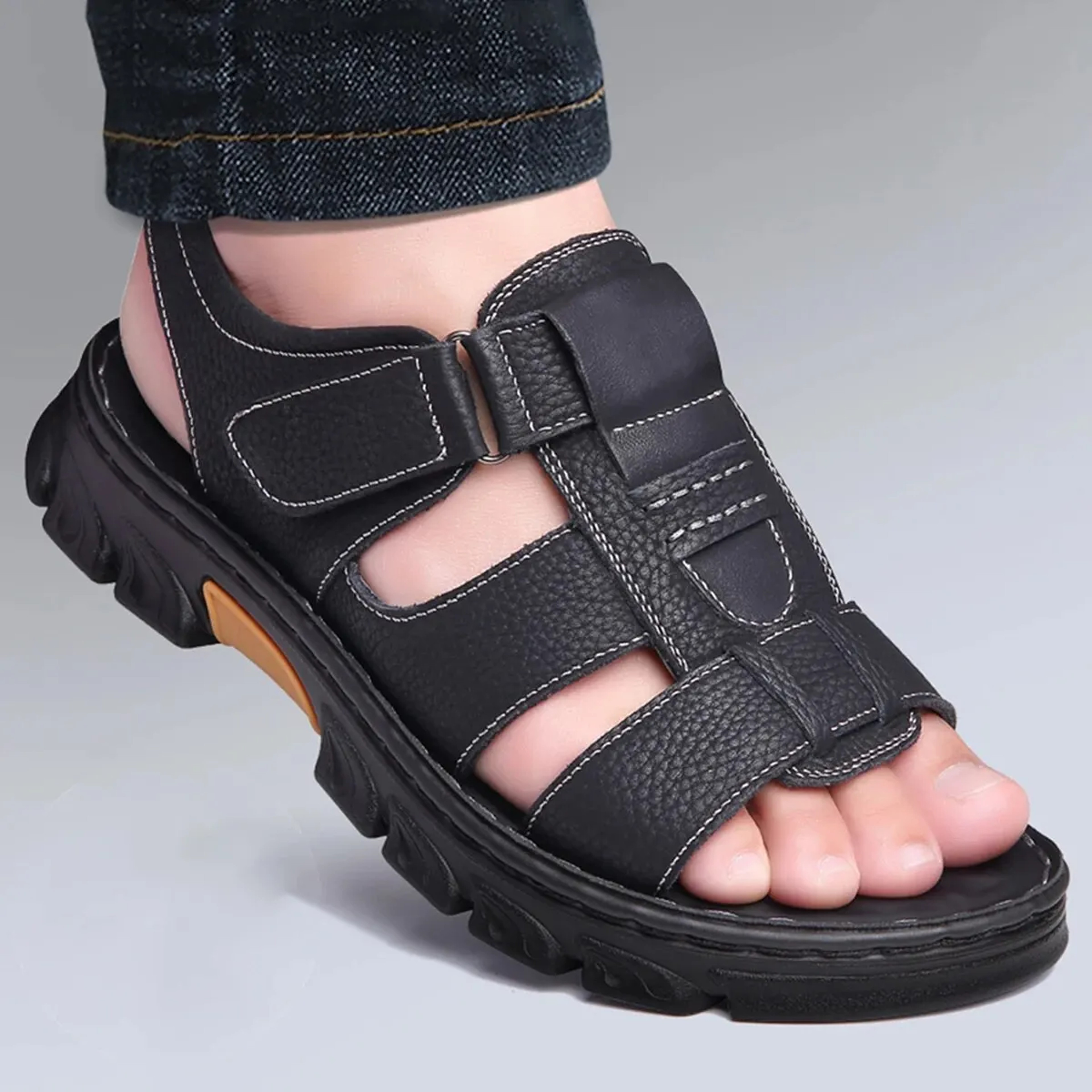 Mens Adjustable Summer Walking Sandals with Breathable PU Upper and Durable Rubber Sole – view 7