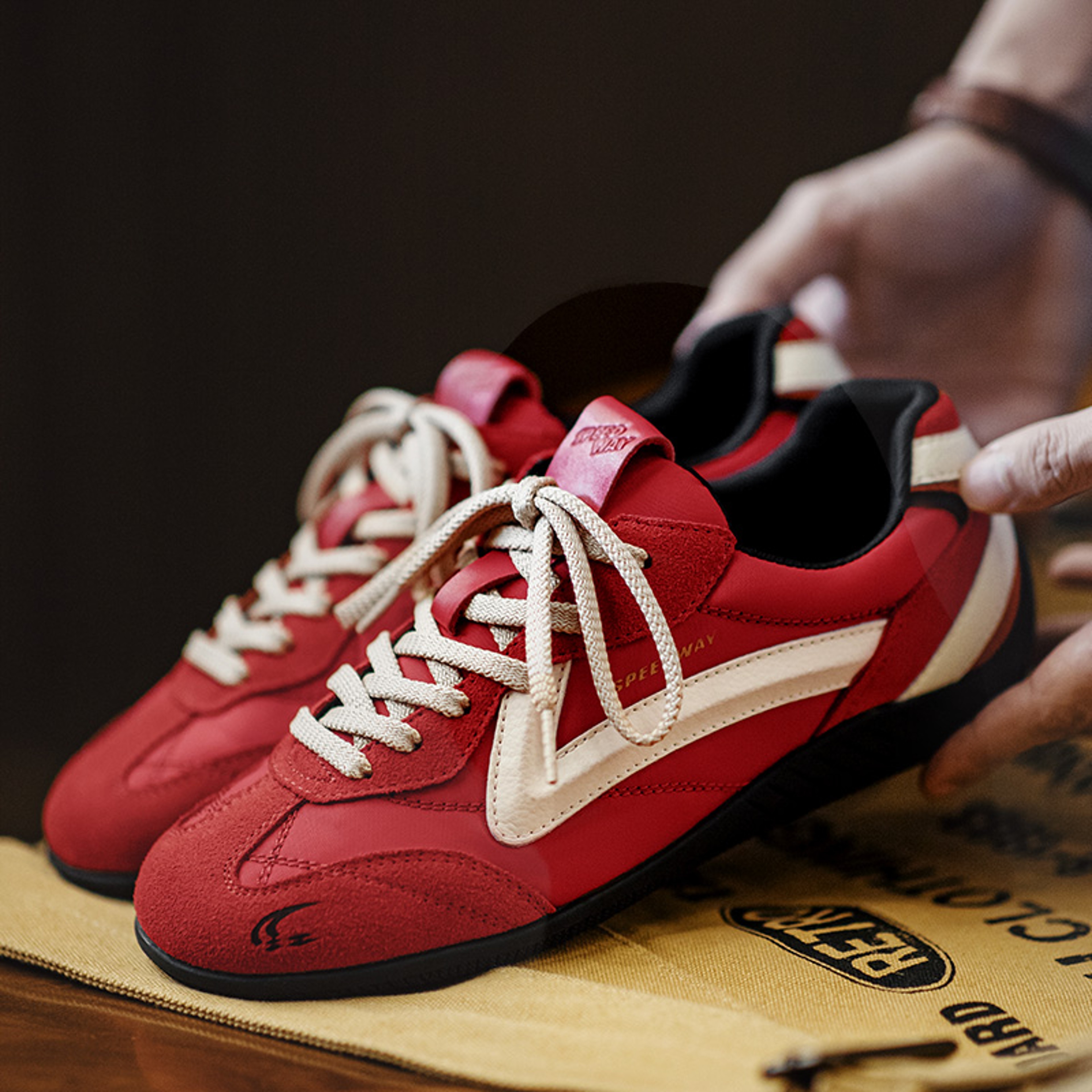 Vintage Red Racing Sneakers Breathable Retro Trainers for Men and Women – view 7