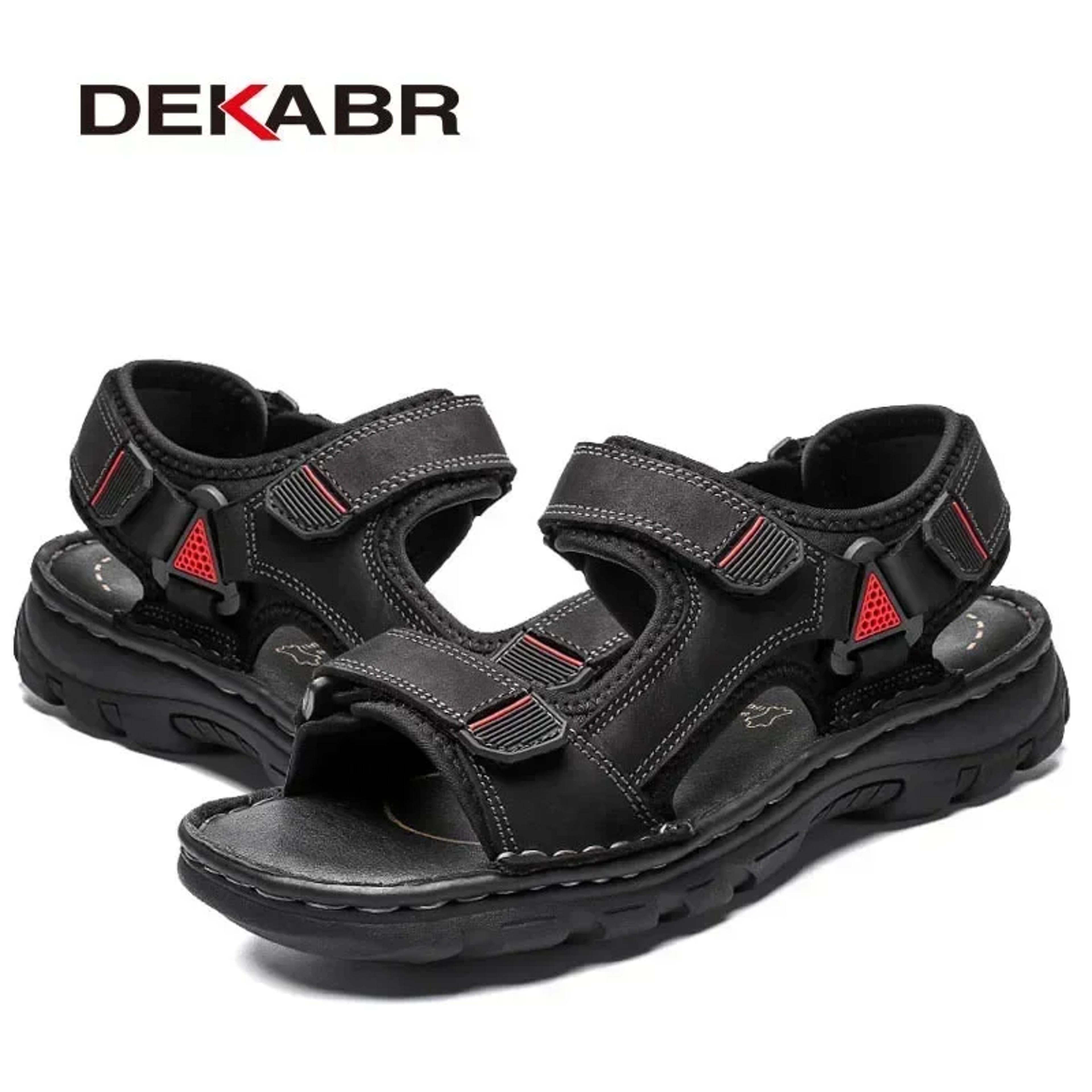 Mens Genuine Leather Sandals Breathable Non Slip Summer Beach Shoes 1