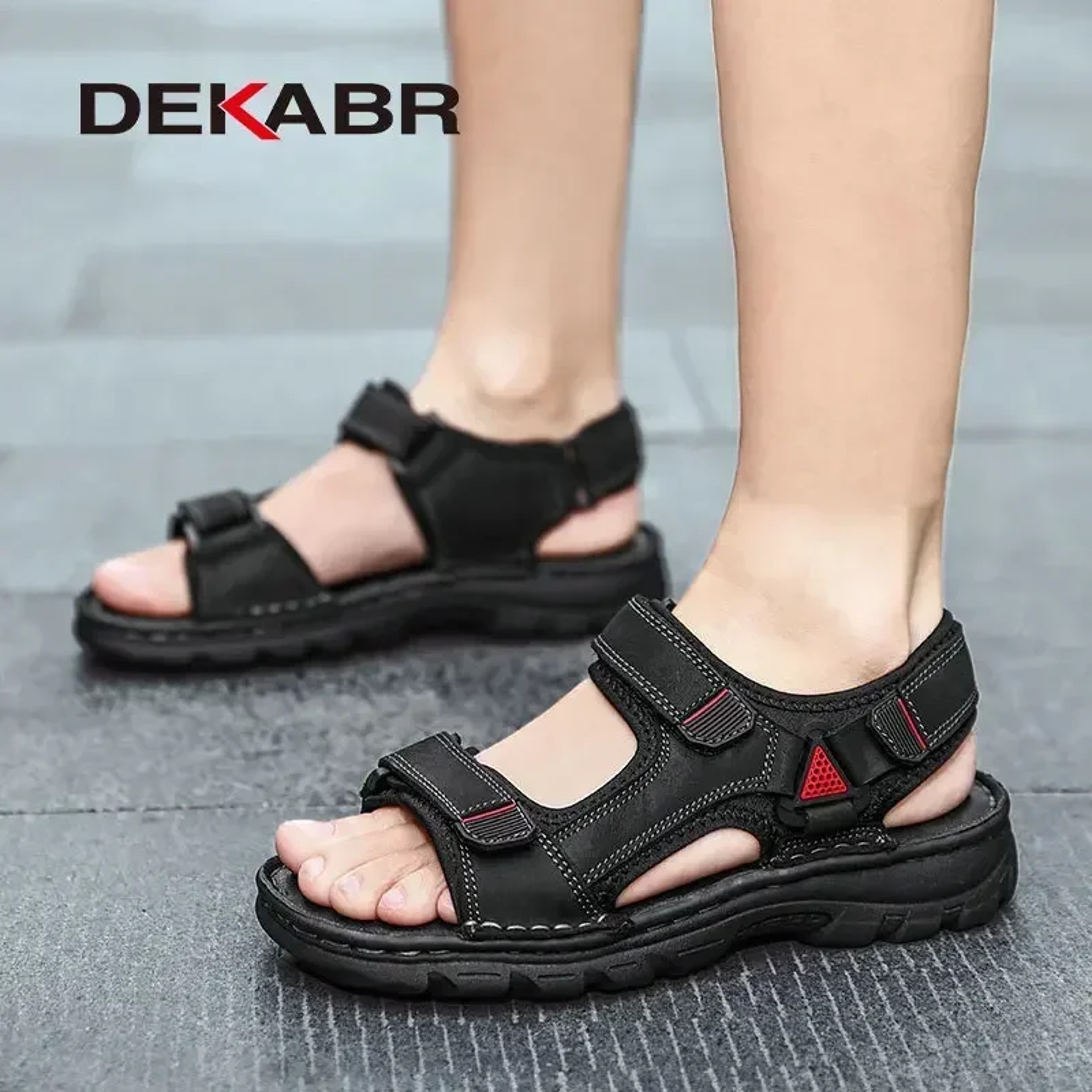 Mens Genuine Leather Sandals Breathable Non Slip Summer Beach Shoes 4