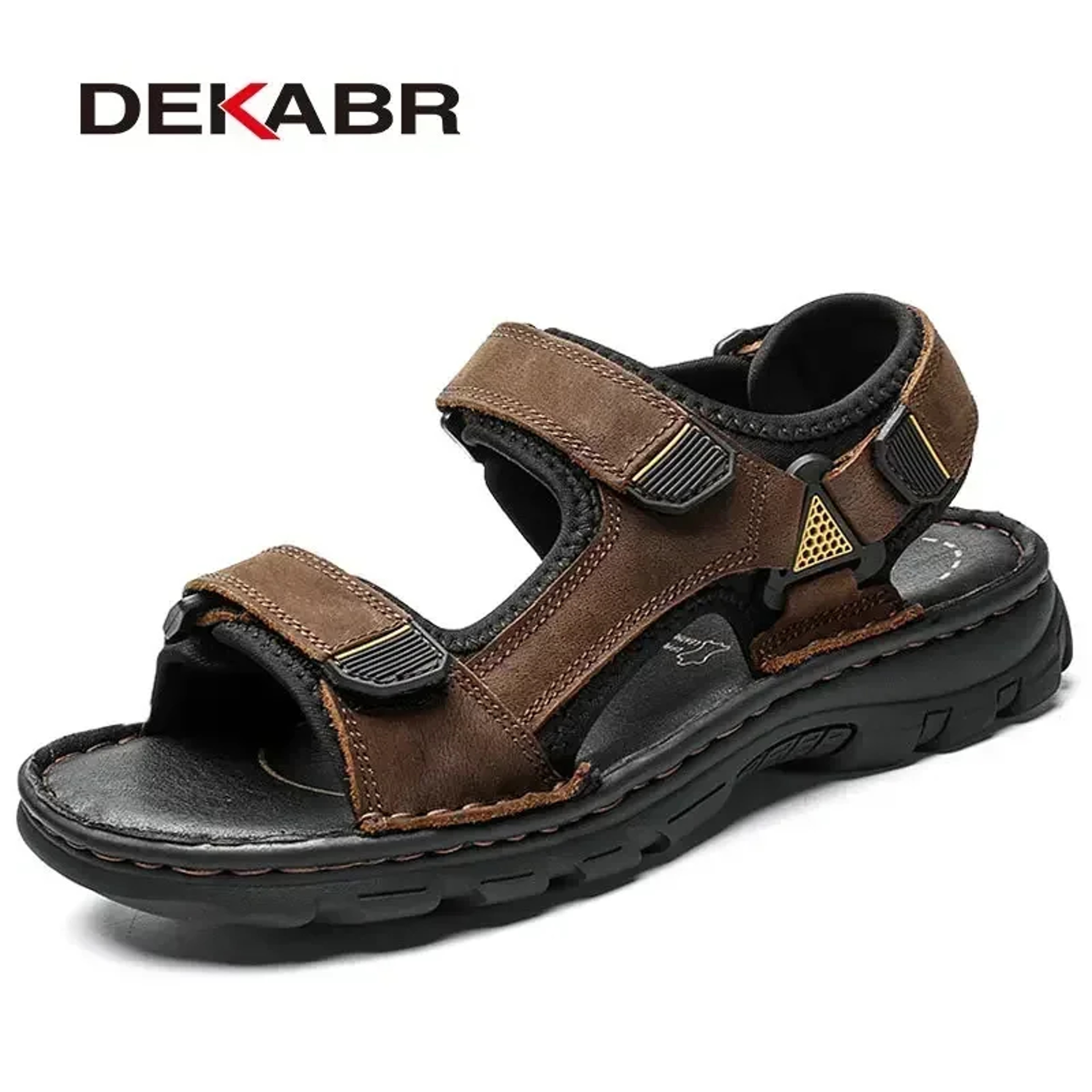 Mens Genuine Leather Sandals Breathable Non Slip Summer Beach Shoes 5