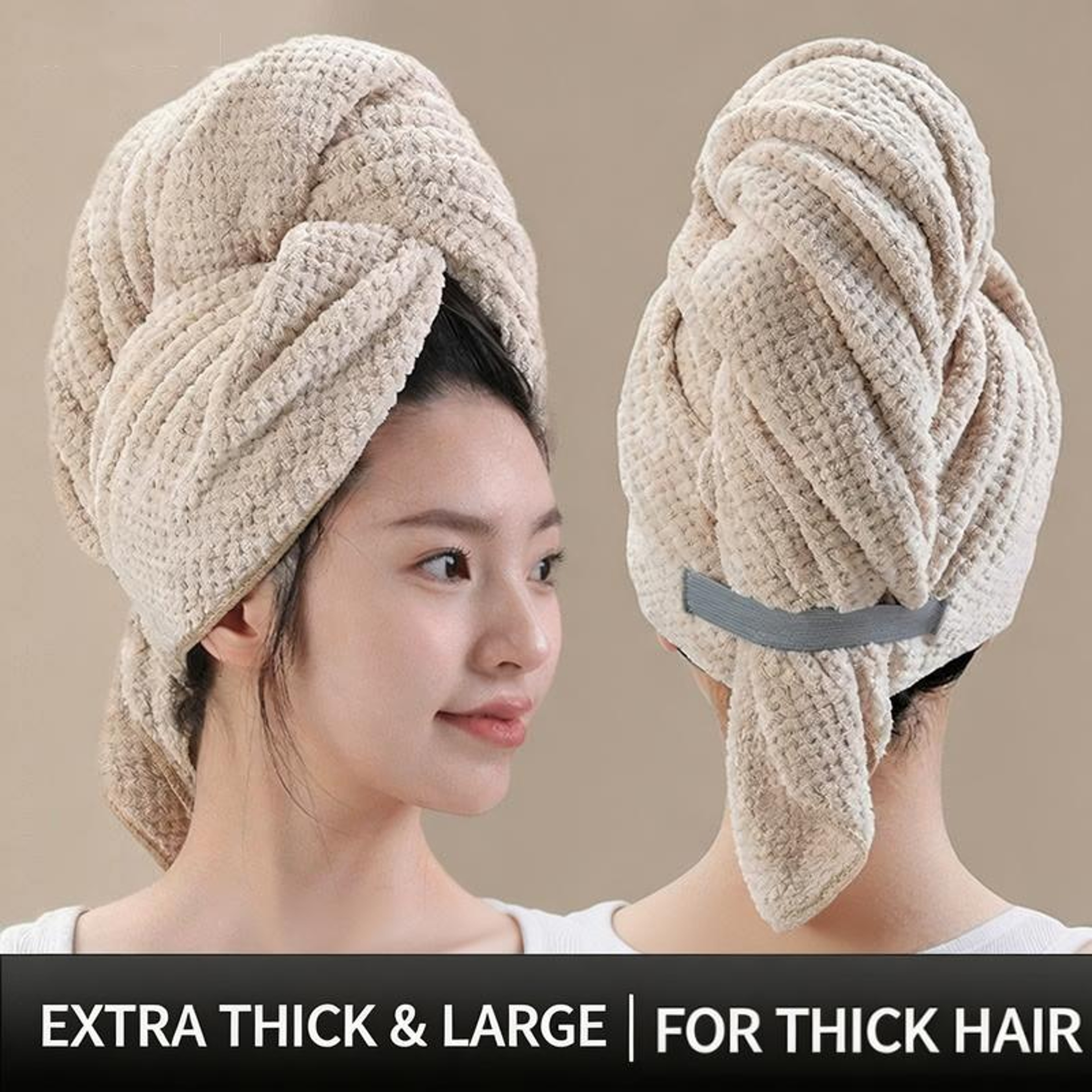 Ultra Absorbent Microfiber Hair Towel Wrap For Long Hair Quick Dry Waffle Turban 5