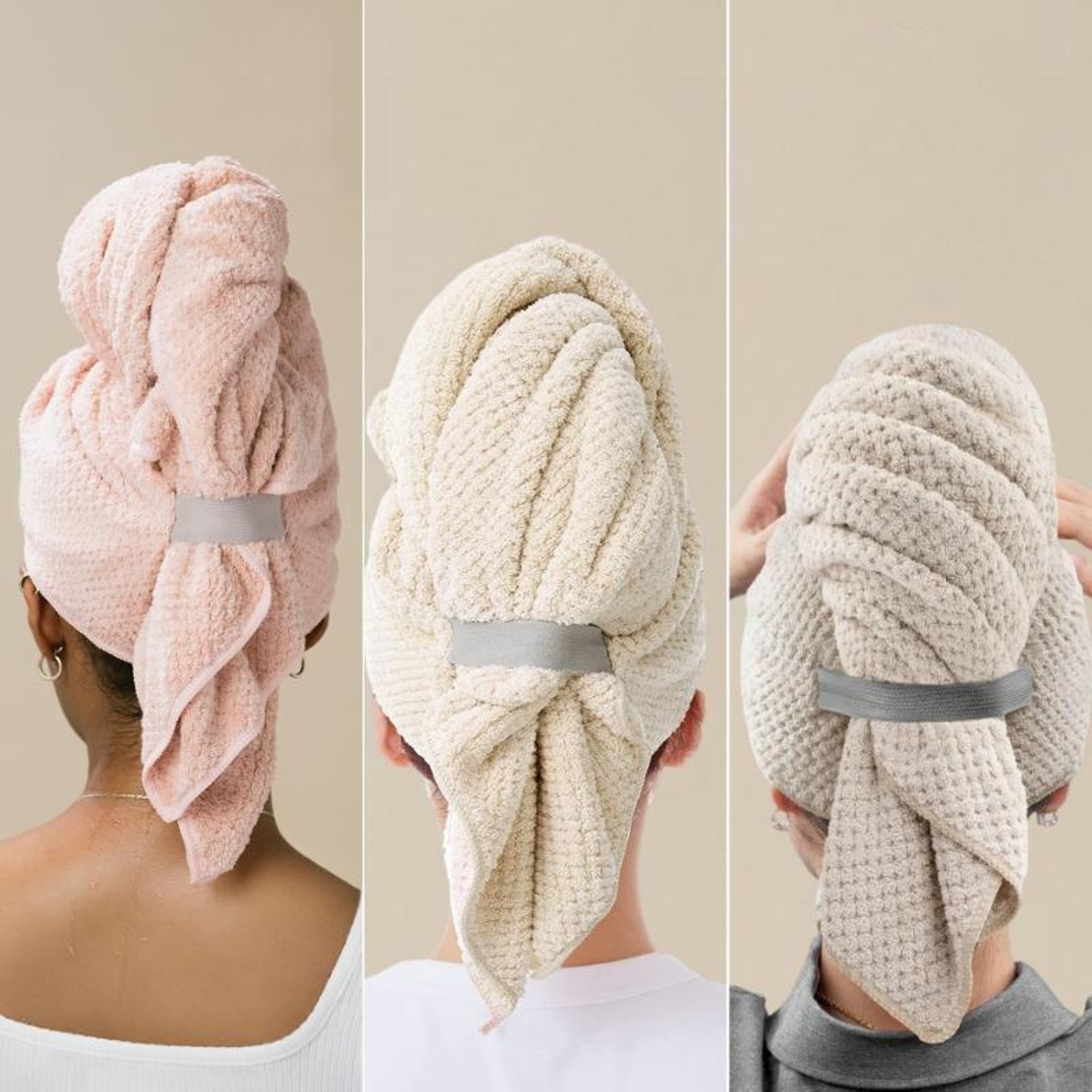 Ultra Absorbent Microfiber Hair Towel Wrap For Long Hair Quick Dry Waffle Turban 2
