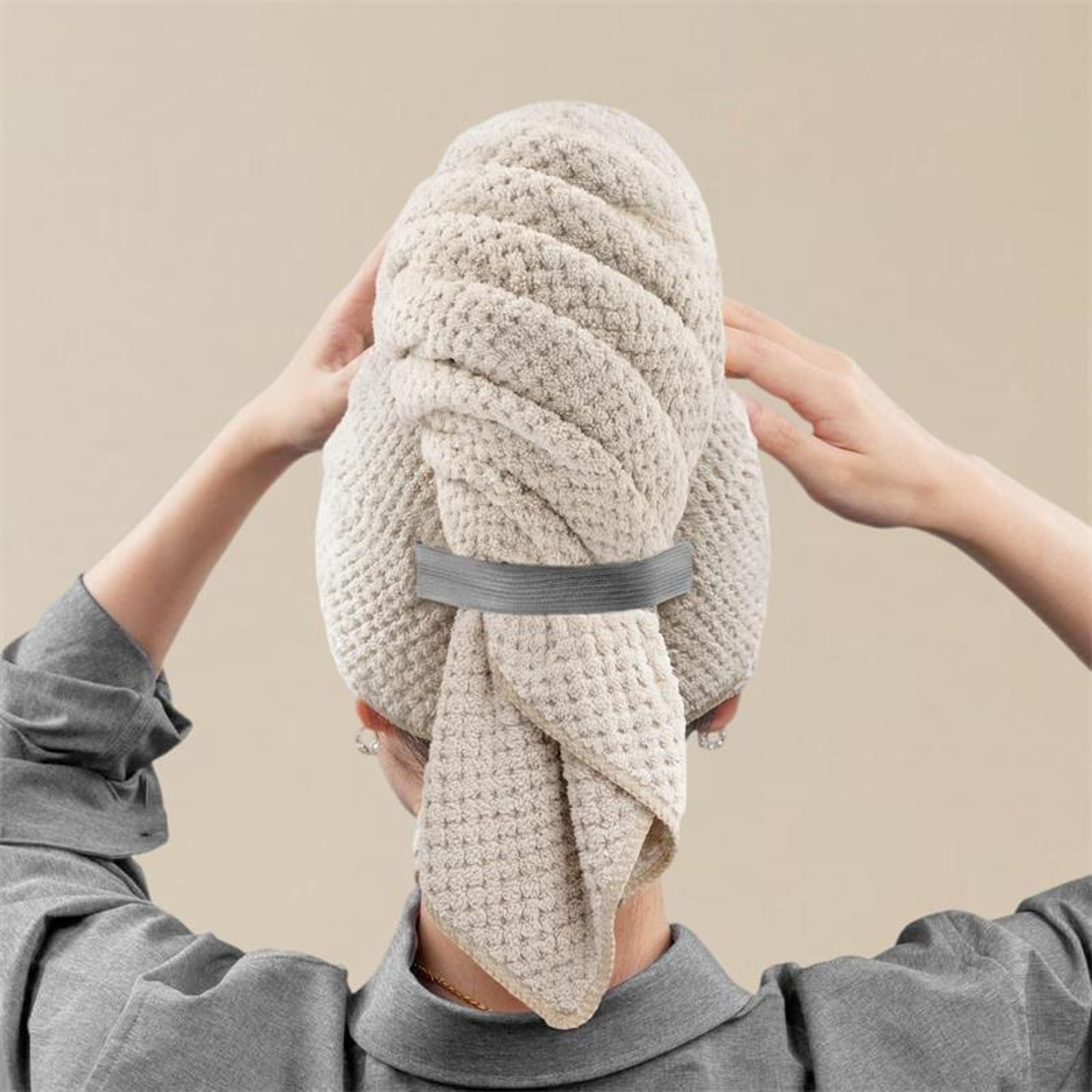 Ultra Absorbent Microfiber Hair Towel Wrap For Long Hair Quick Dry Waffle Turban 7