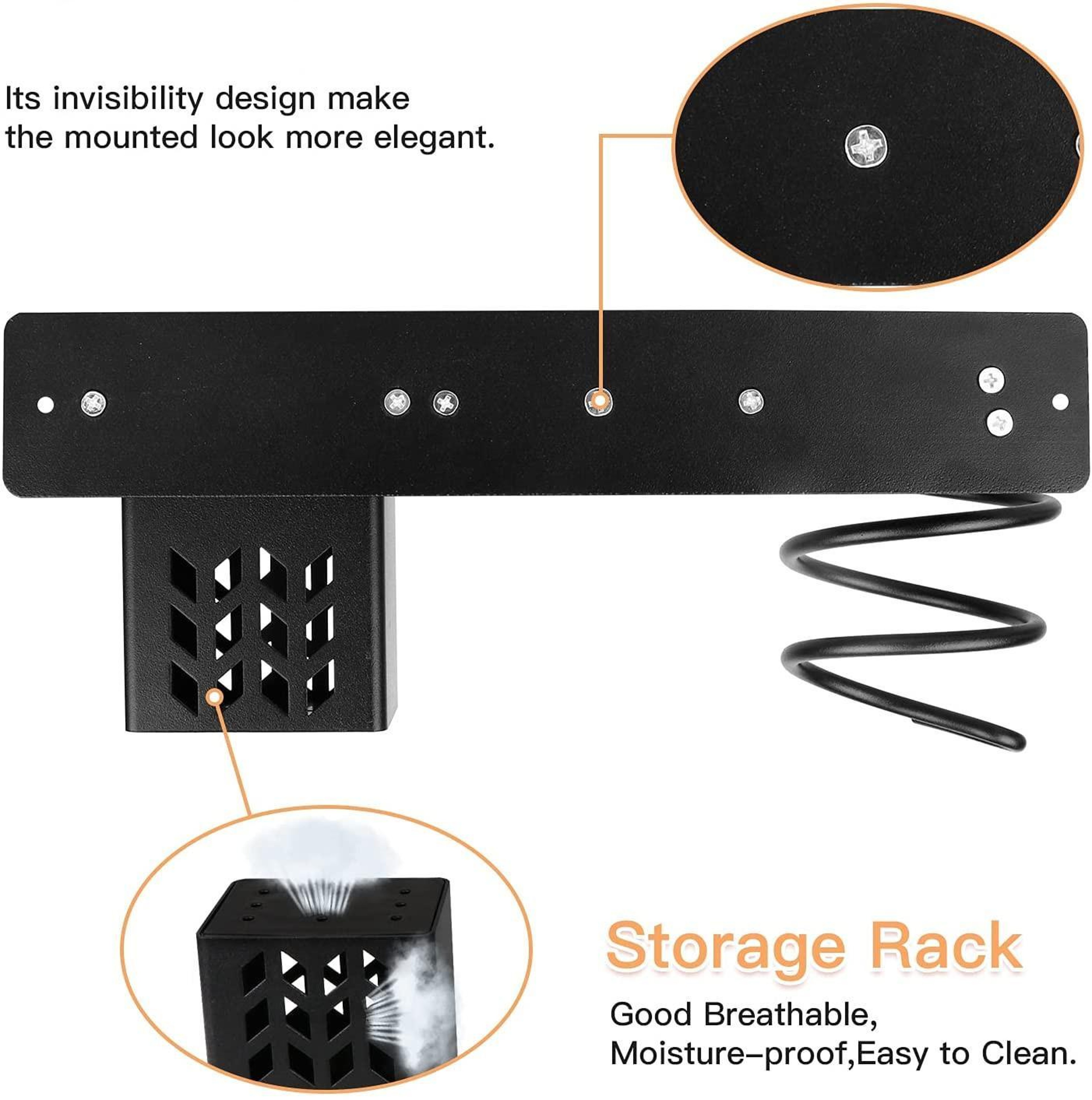 Wall Mounted Hair Dryer Holder With Straightener Storage Aluminum Bathroom Organizer 3