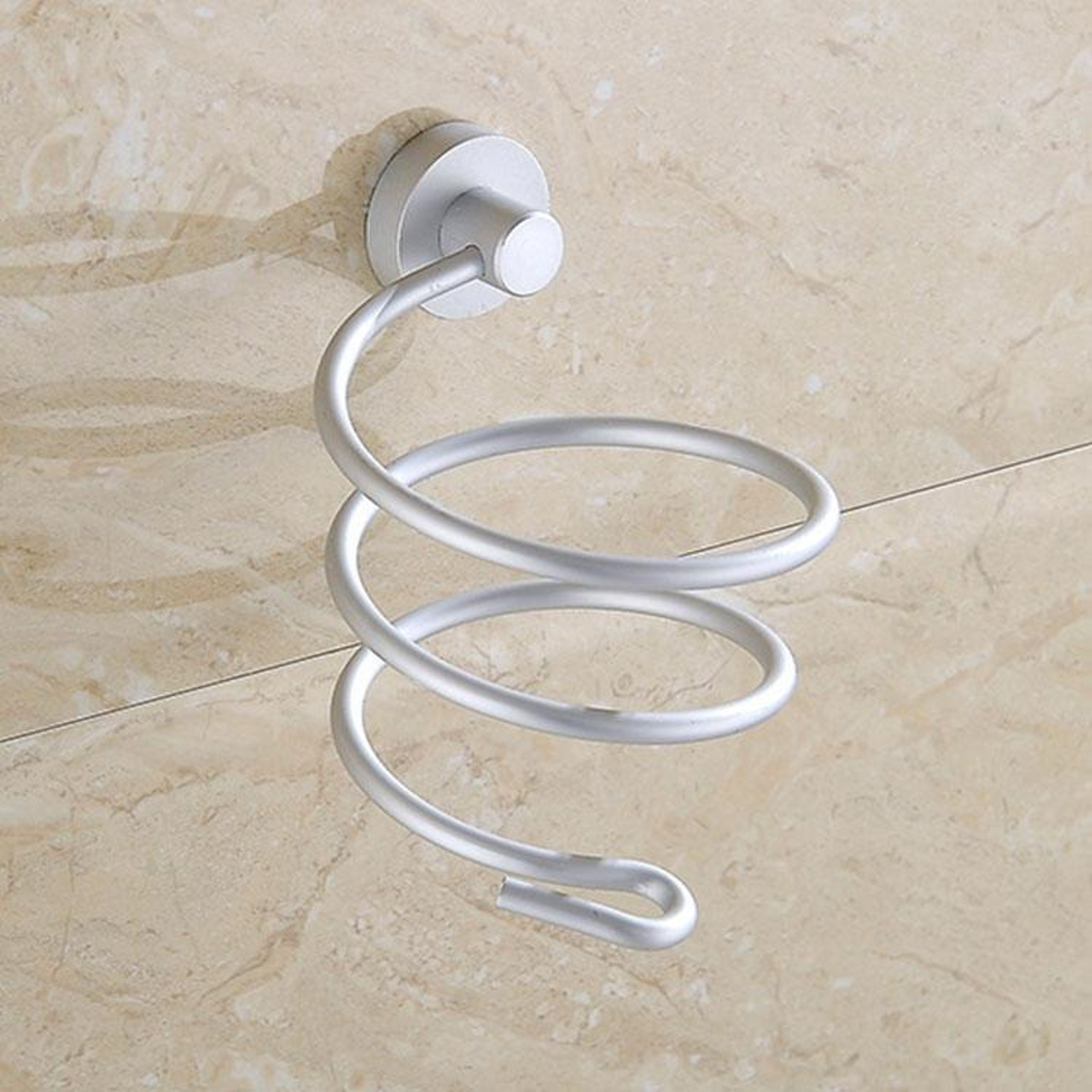 Wall Mount Hair Dryer Holder Spiral Rack Bathroom Organizer 1