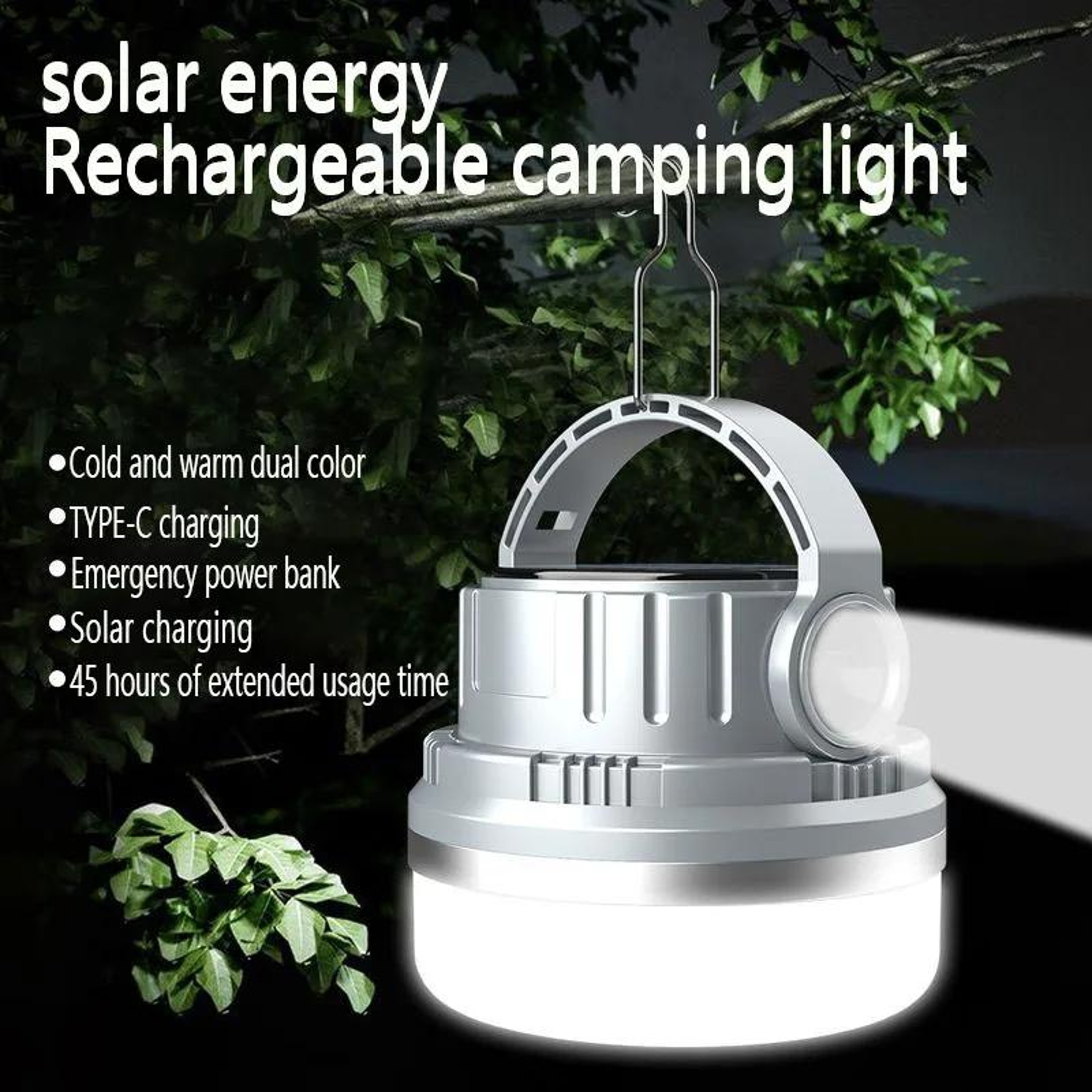 Solar Camping Lantern With Portable Power Bank Vintage LED Tent Light 6