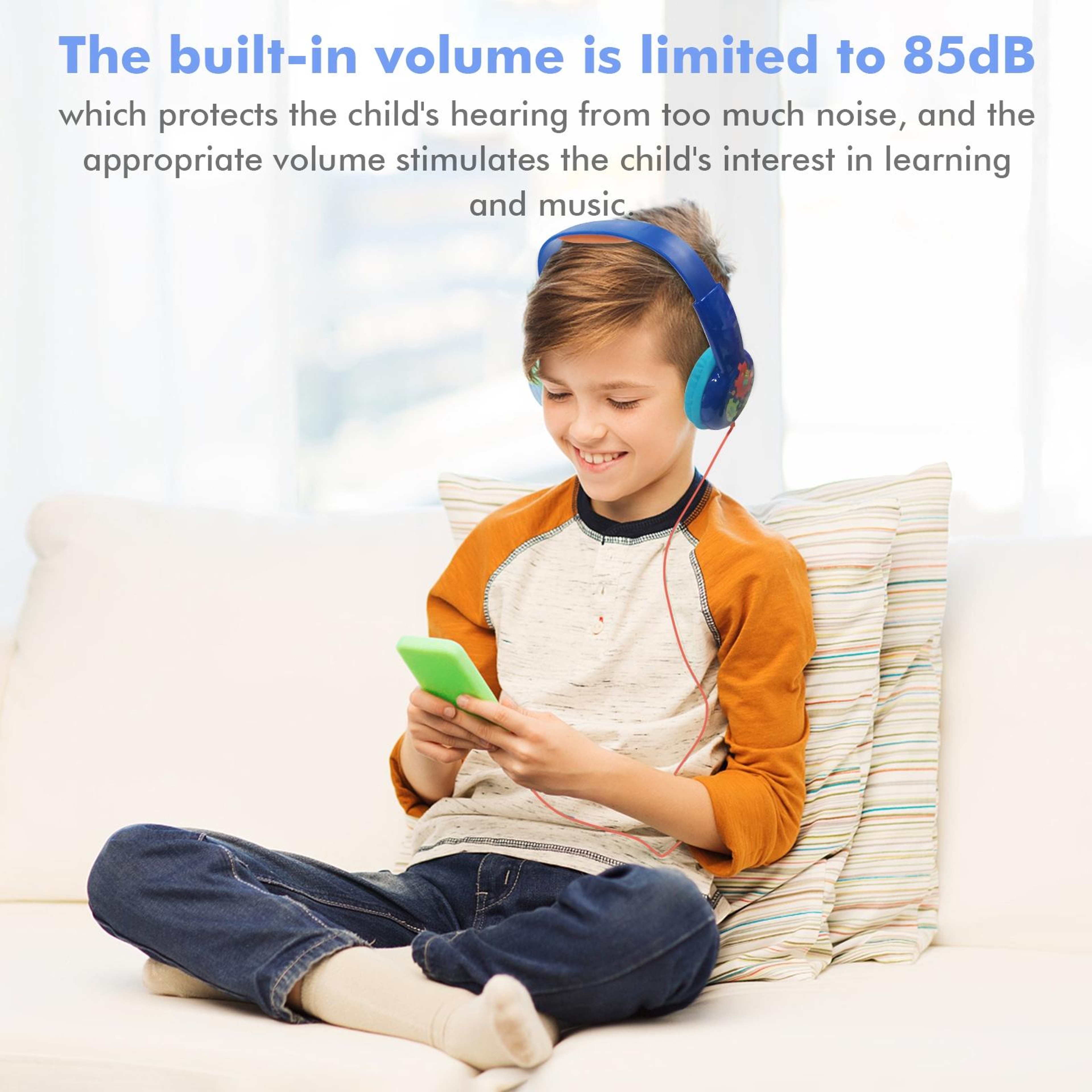 KID101 Safe Volume Kids Wired Headphones For School Travel  Tablet Learning 1