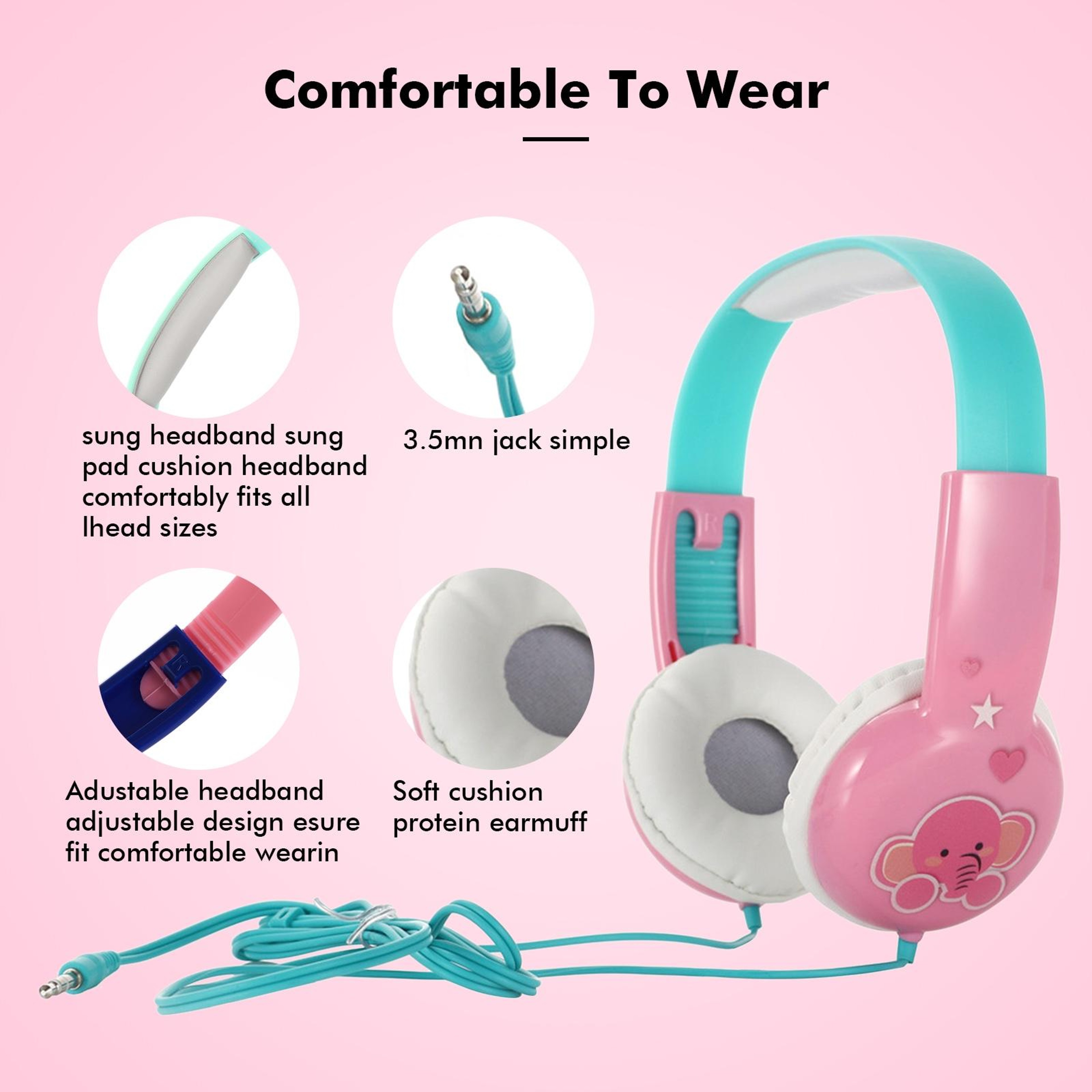 KID101 Safe Volume Kids Wired Headphones For School Travel  Tablet Learning 5