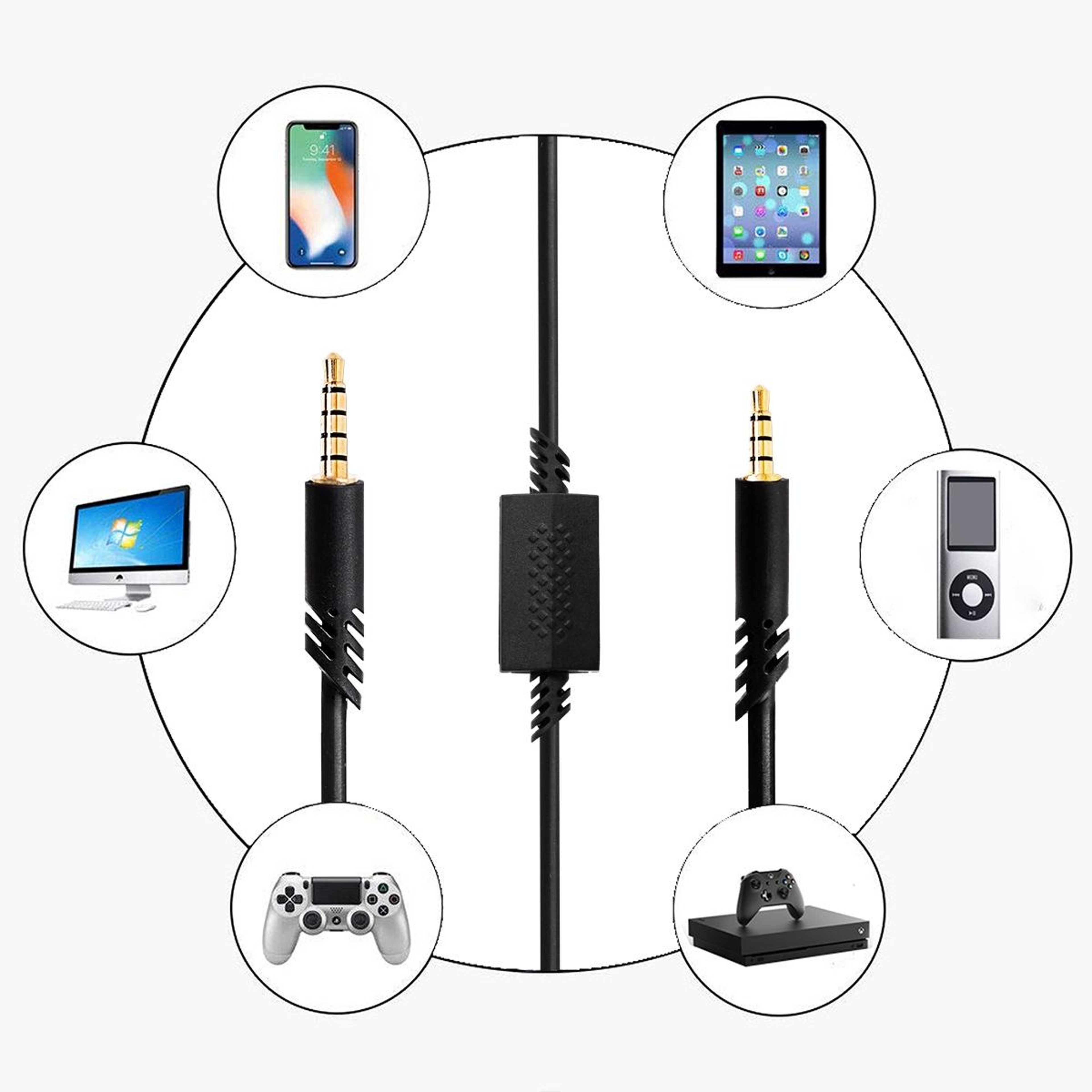 ASTRO A10 A40 Gaming Headset Cable with Inline Mute for PS4 & PC 2M Audio Replacement Cord – view 5