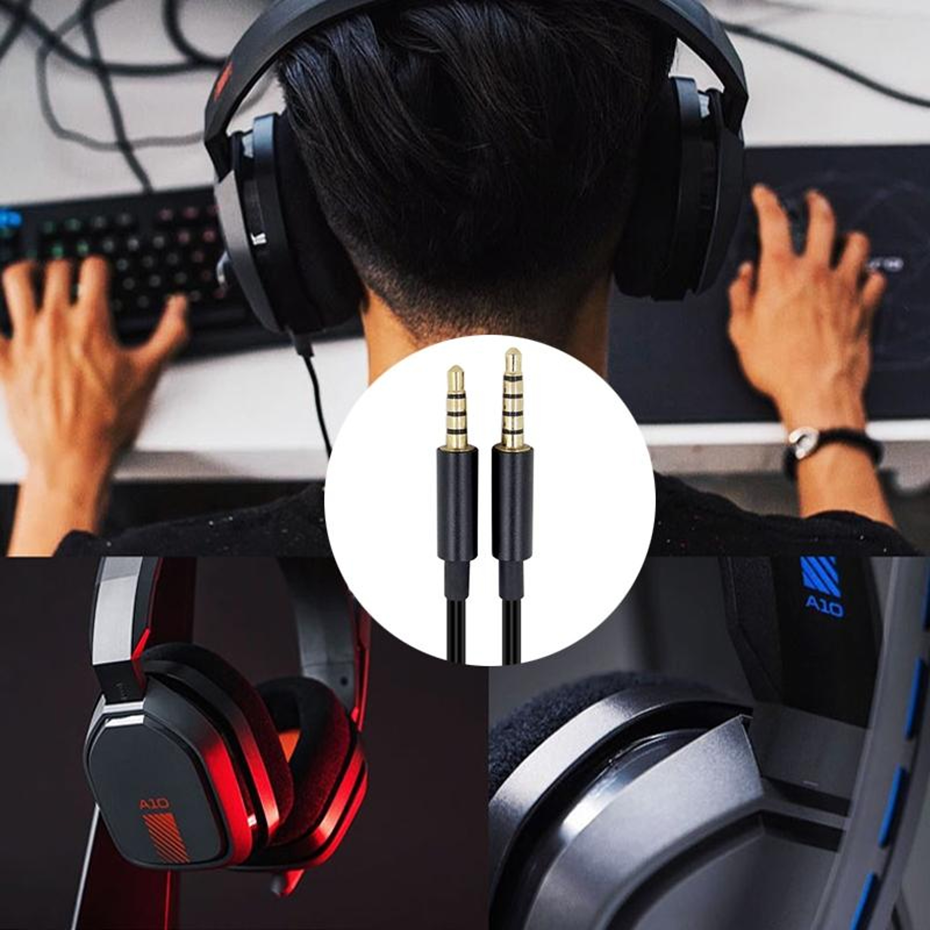 Astro A10 A40 Gaming Headset Replacement Cable With Volume Control  Mute For Logitech Astro Headset 4