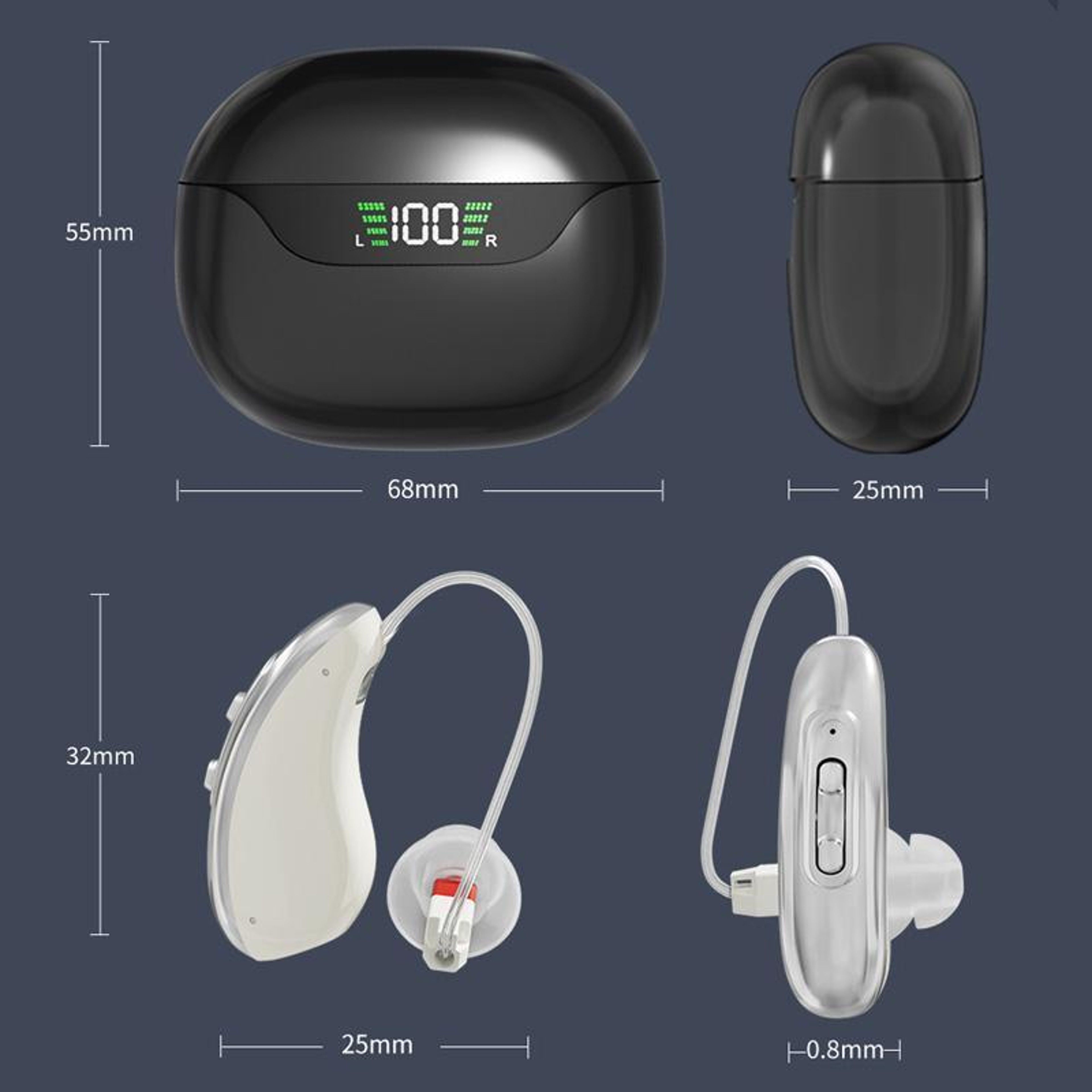 Smart 16 Channel Digital Hearing Aids With Noise Reduction  LED Charging Case 7