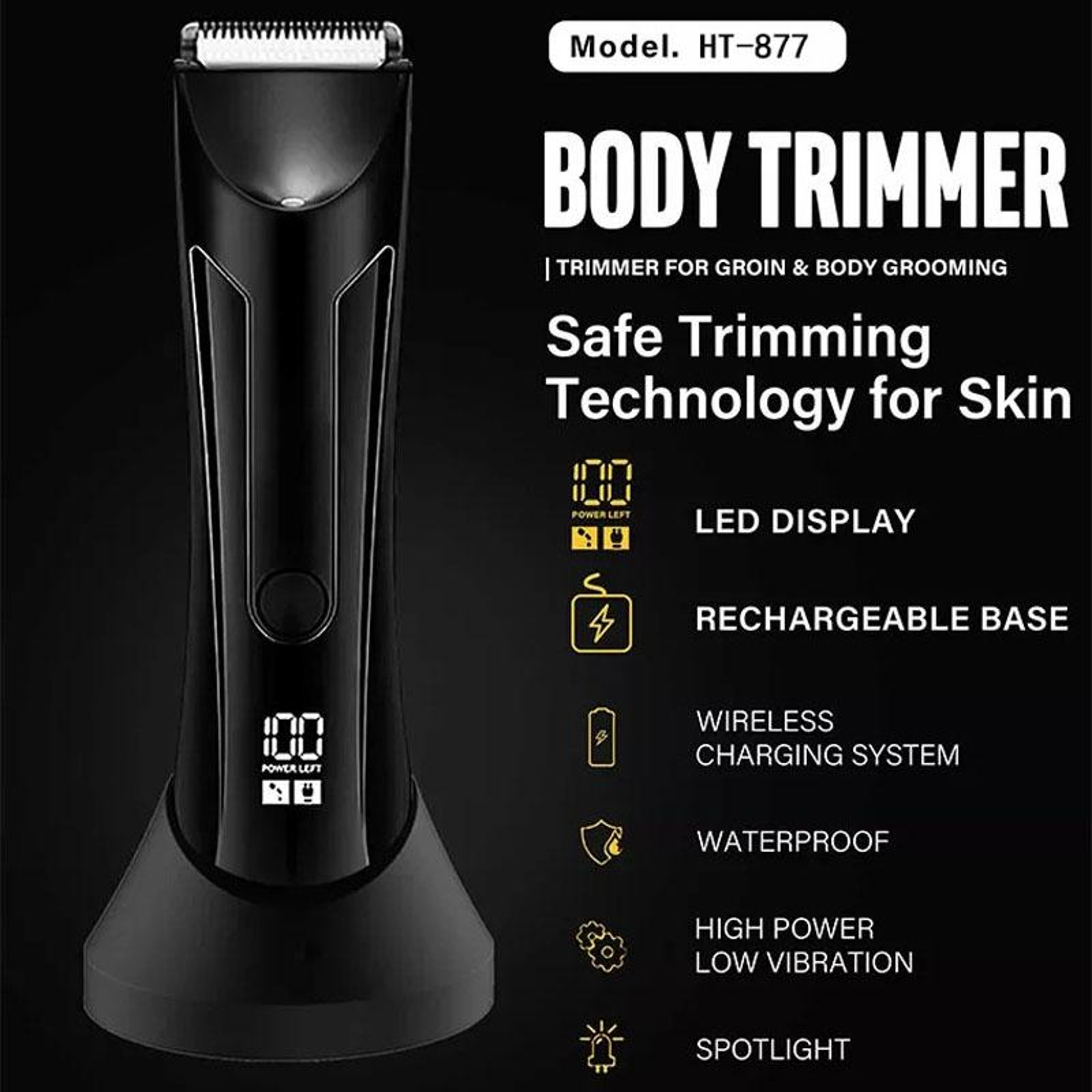 Body Groomer Pro LED Waterproof Body Hair Trimmer For Men With Ceramic Blade  Digital Display 1