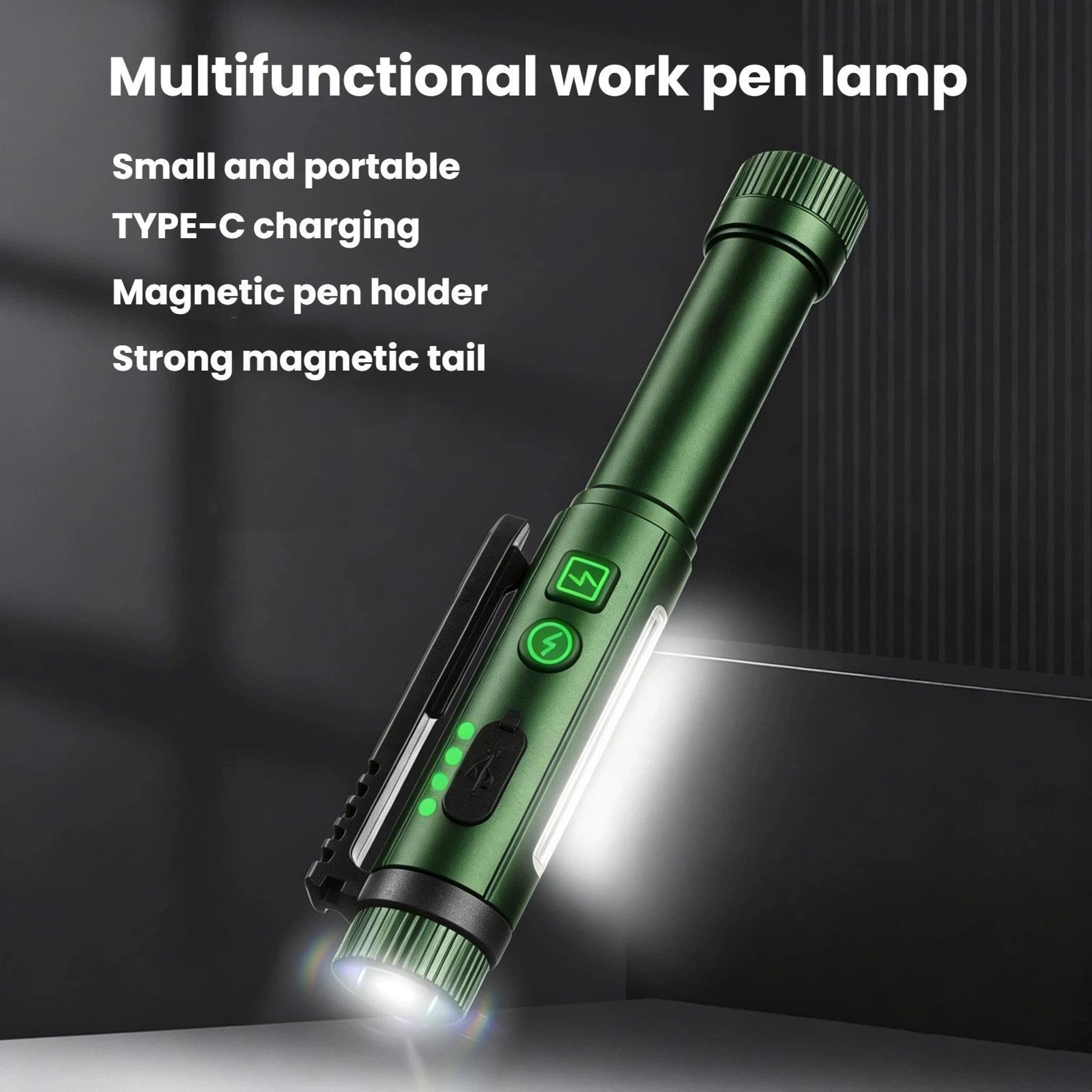 Magnetic LED Pen Flashlight Rechargeable Work Light With Rotating Clip For Inspection  Outdoor Use 1