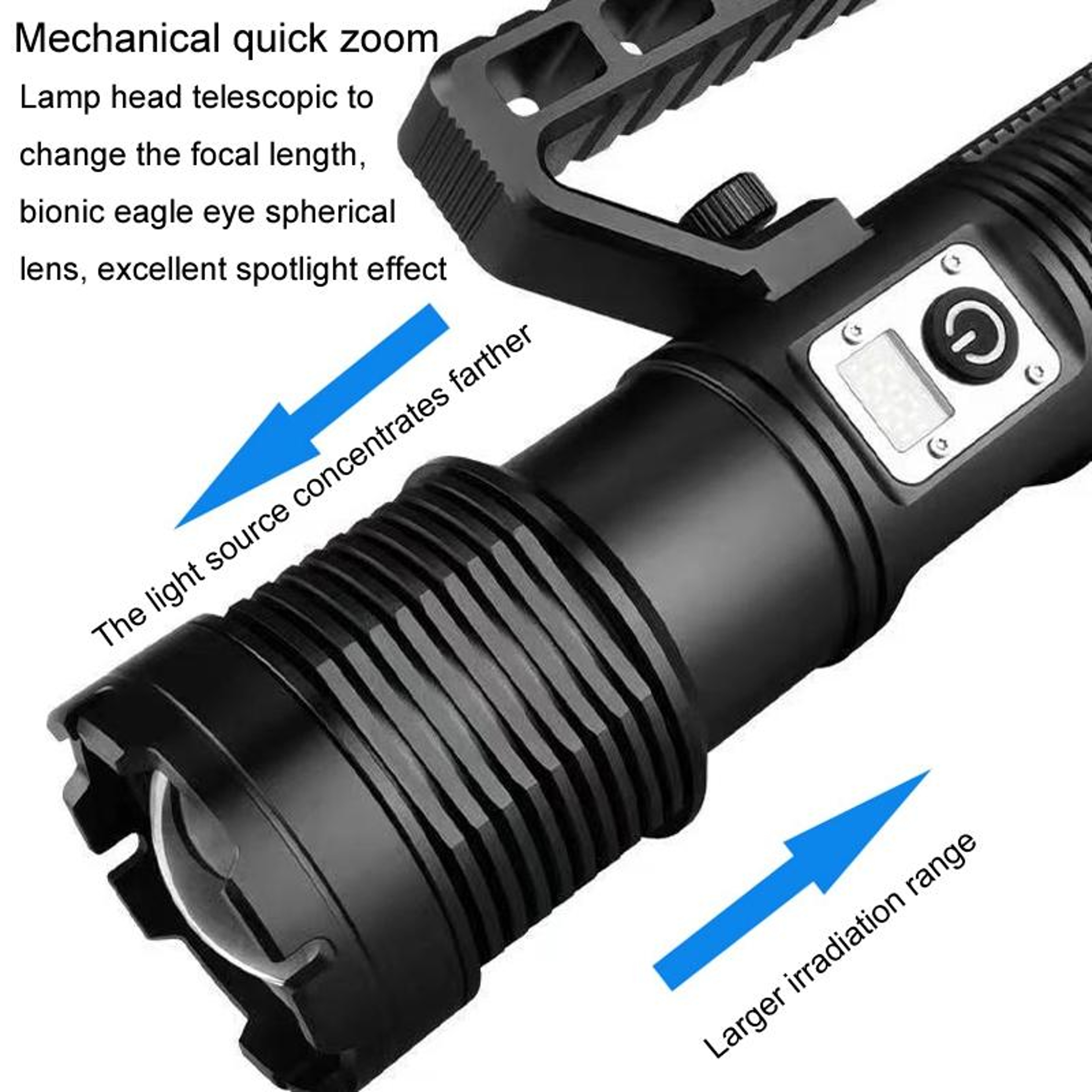 XHP160 Telescopic Zoom Searchlight Doublehead Portable Outdoor Patrol LED Digital Flashlight 4