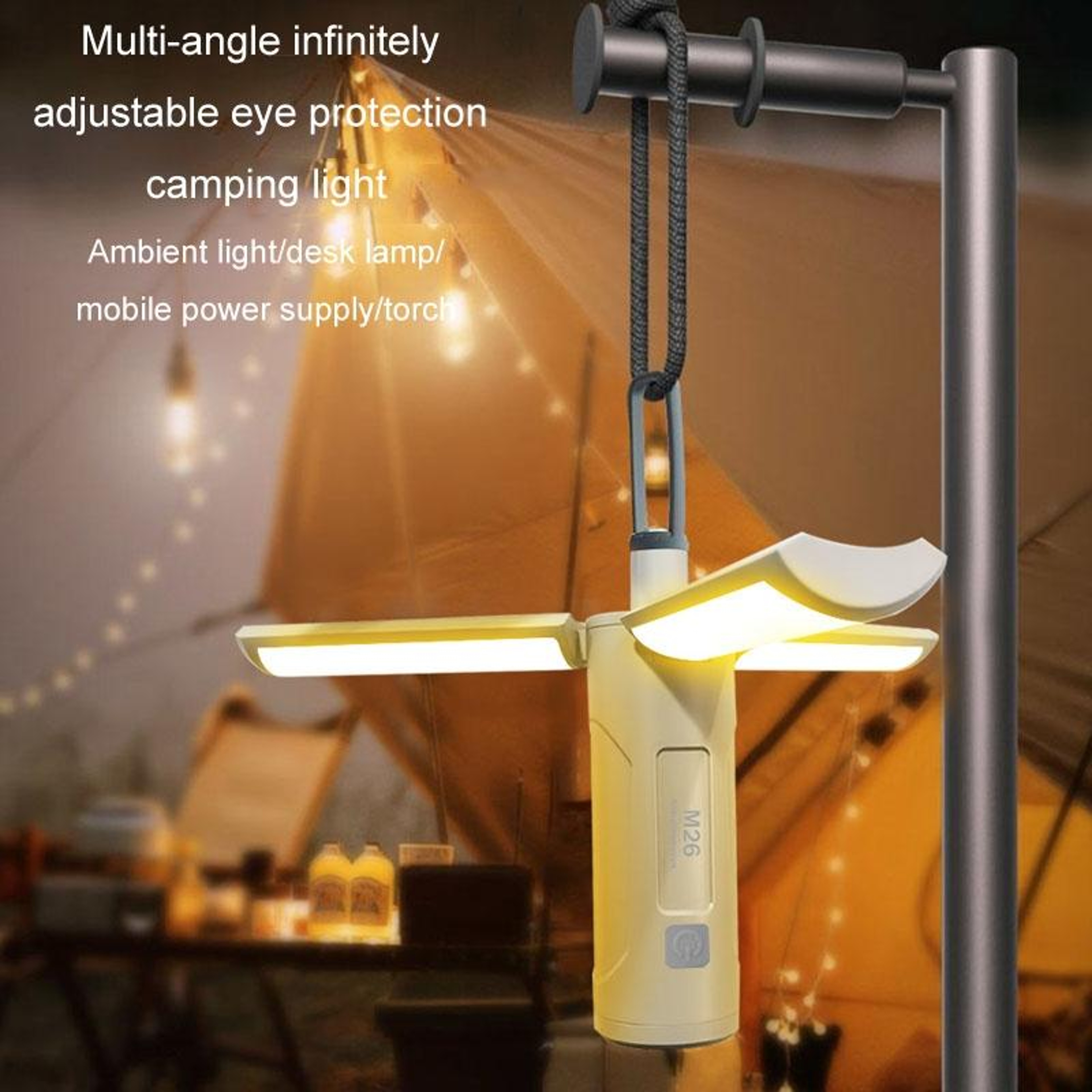 3500mAh Foldable Handheld Camping Light With Triple Leaf Hook Flashlight 8