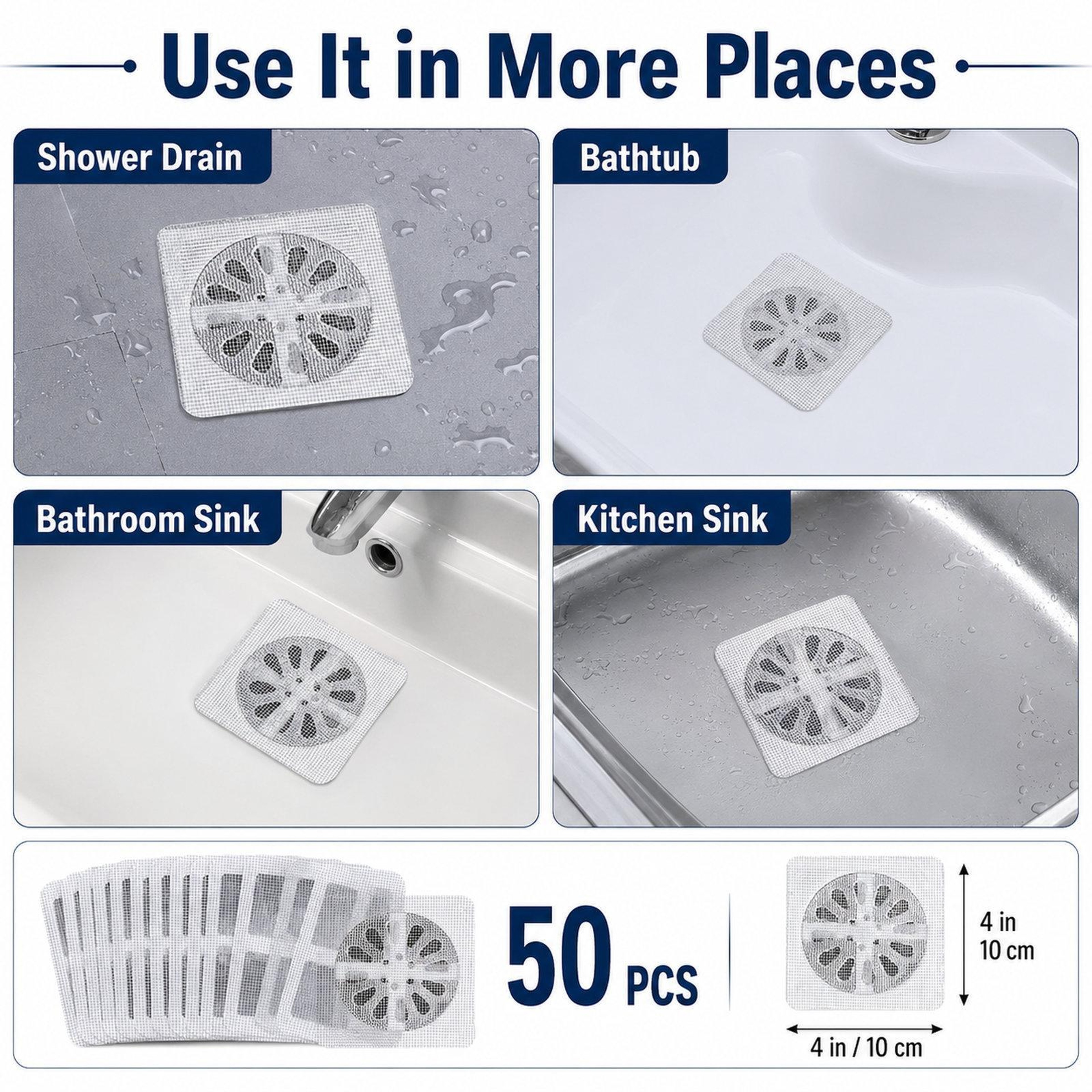 Disposable Shower Drain Hair Catcher Mesh Covers 4