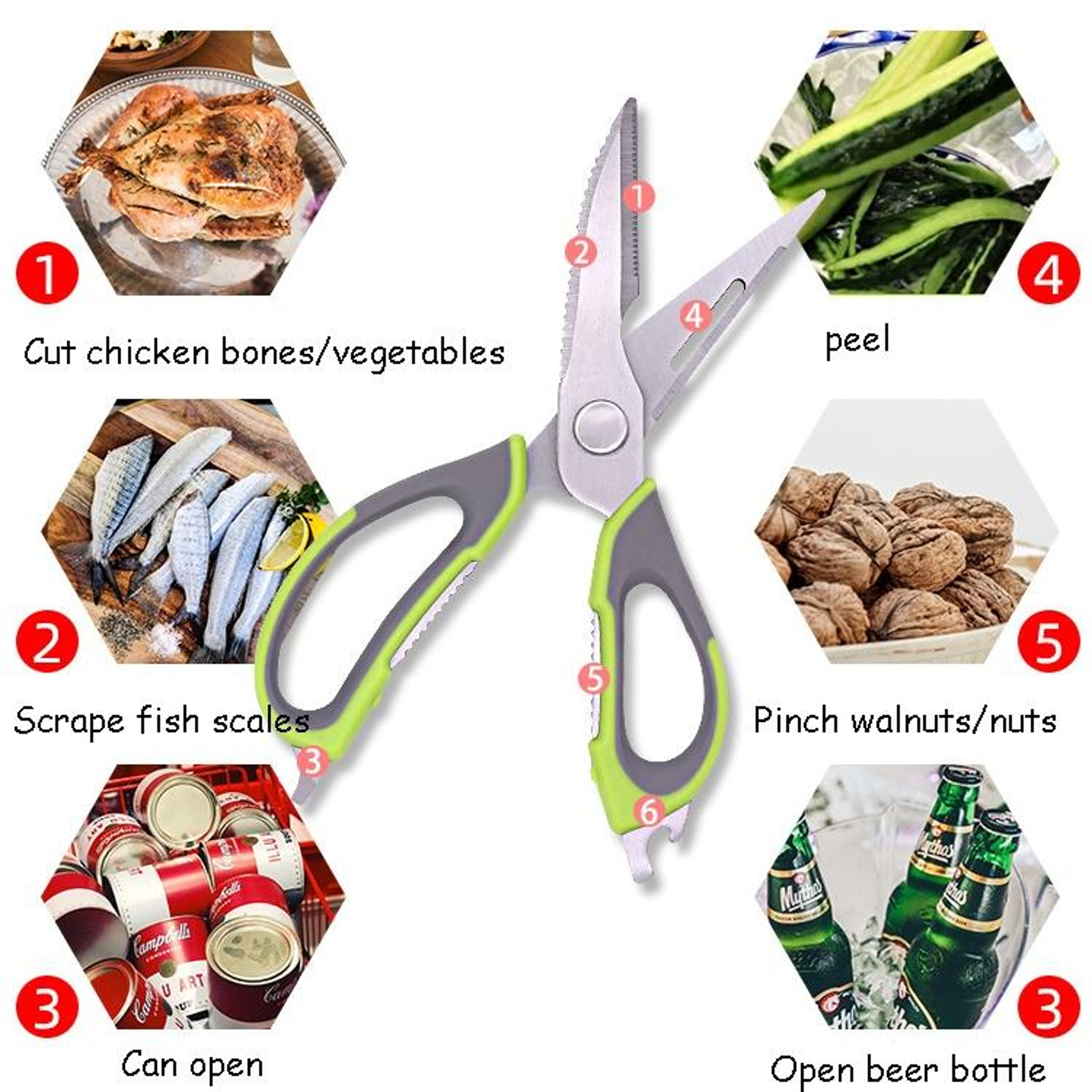 Heavy Duty Multifunction Kitchen Scissors Detachable Kitchen Shears With Magnetic Sleeve 3