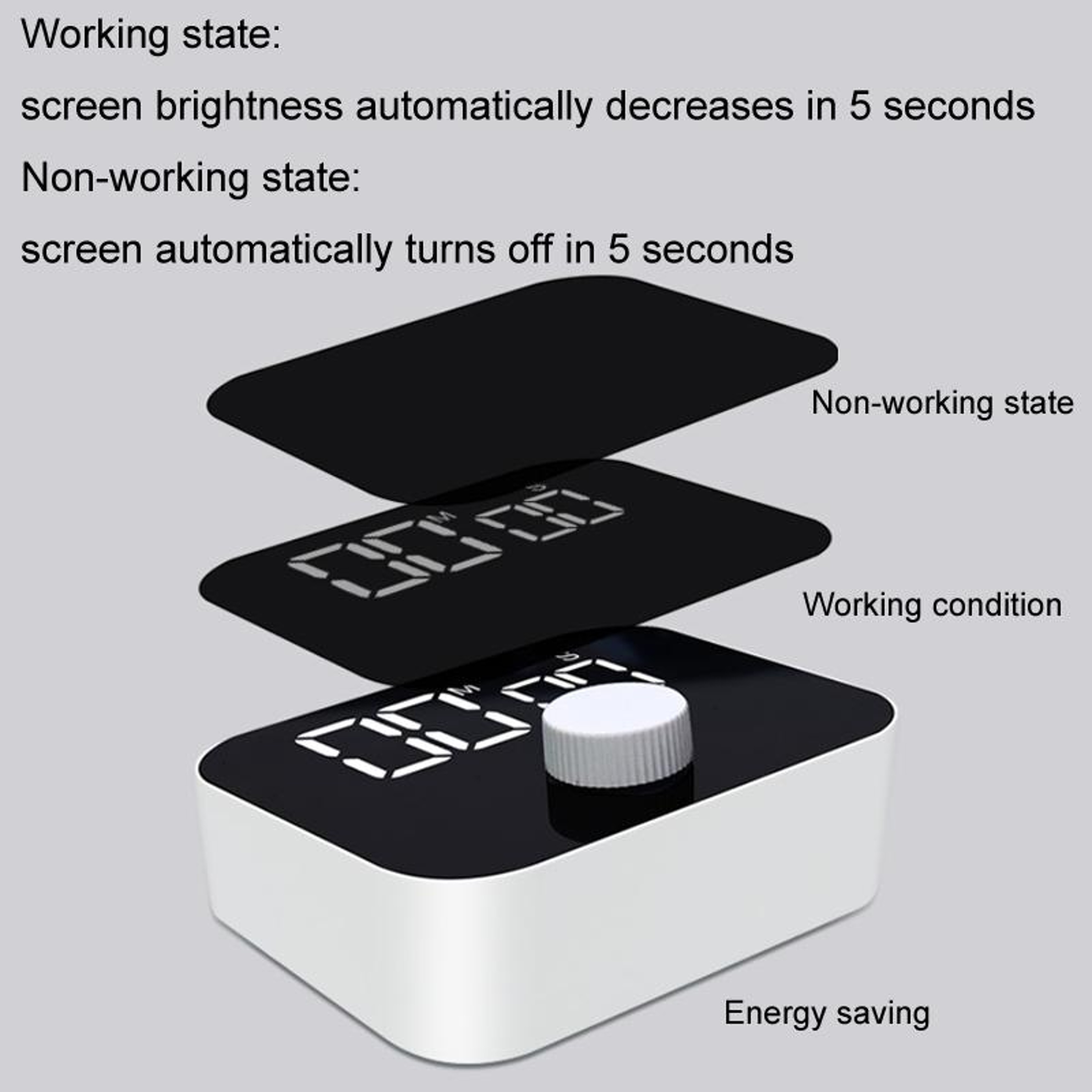 Silent LED Magnetic Kitchen Timer With Large LED Display  Countdown Memory 5