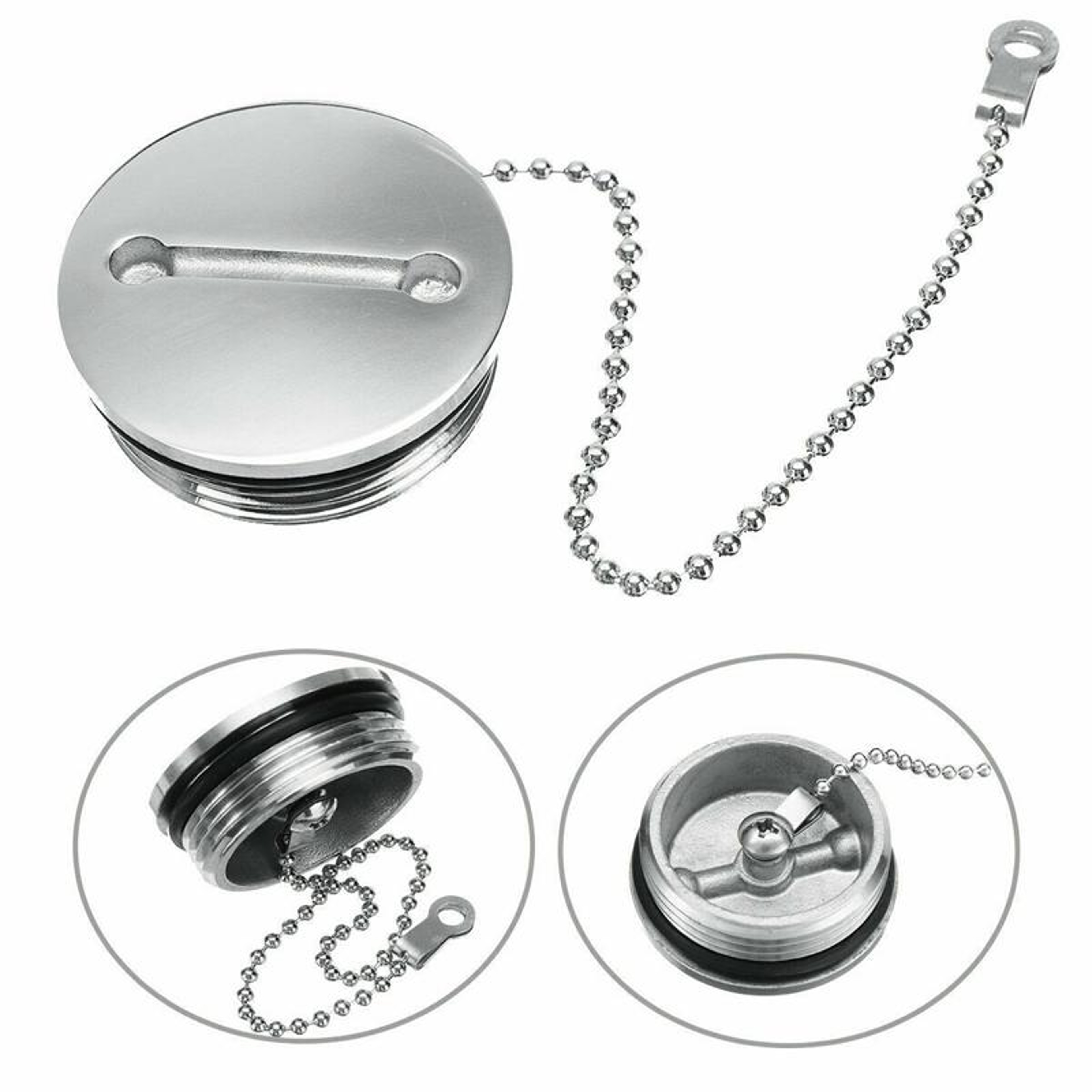 38mm Marine Fuel Deck Fill Cap With Chain 316 Stainless Steel Boat Fuel Filler Replacement 7
