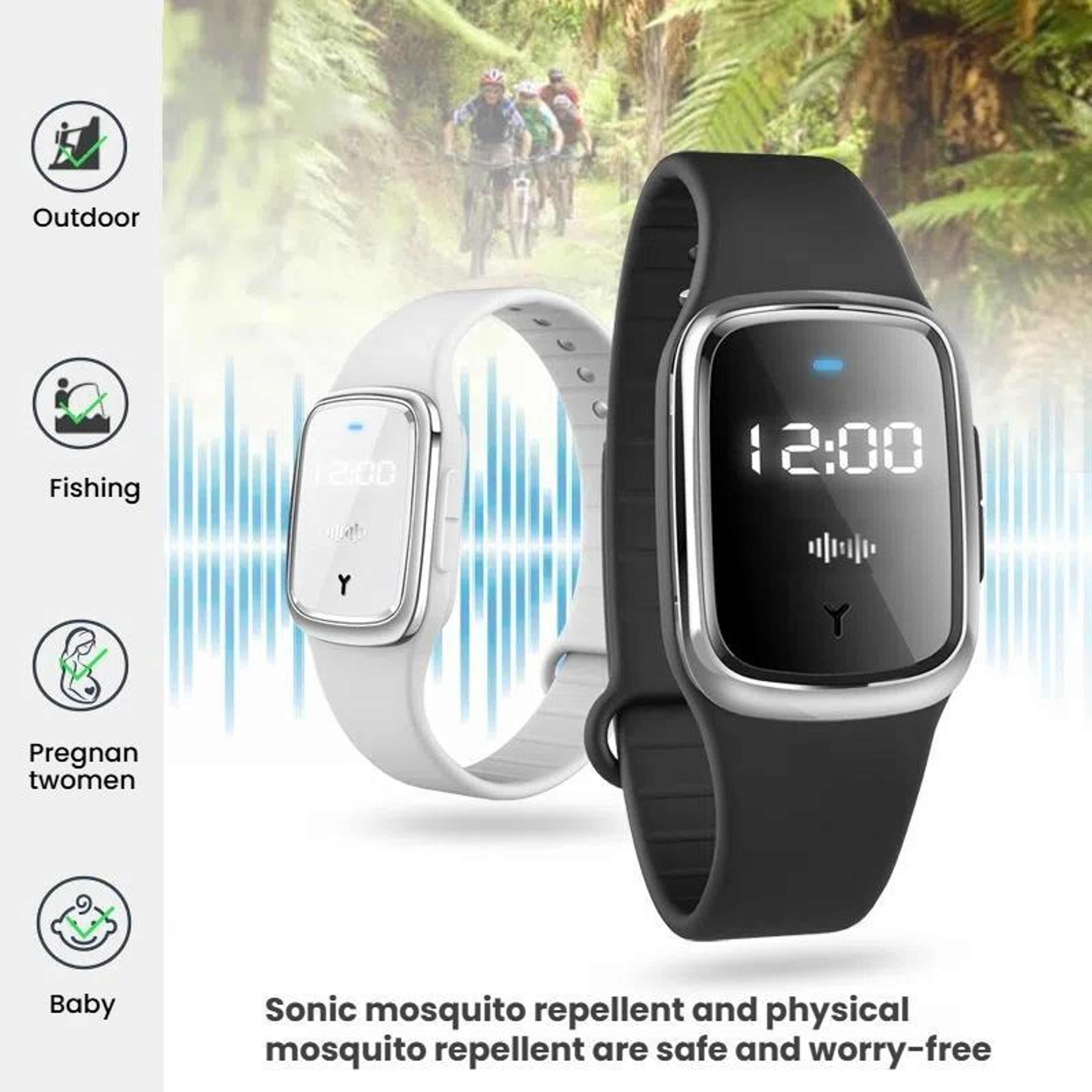 Ultrasonic Mosquito Repellent Watch Outdoor Mosquito Repellent BraceletWhite 1