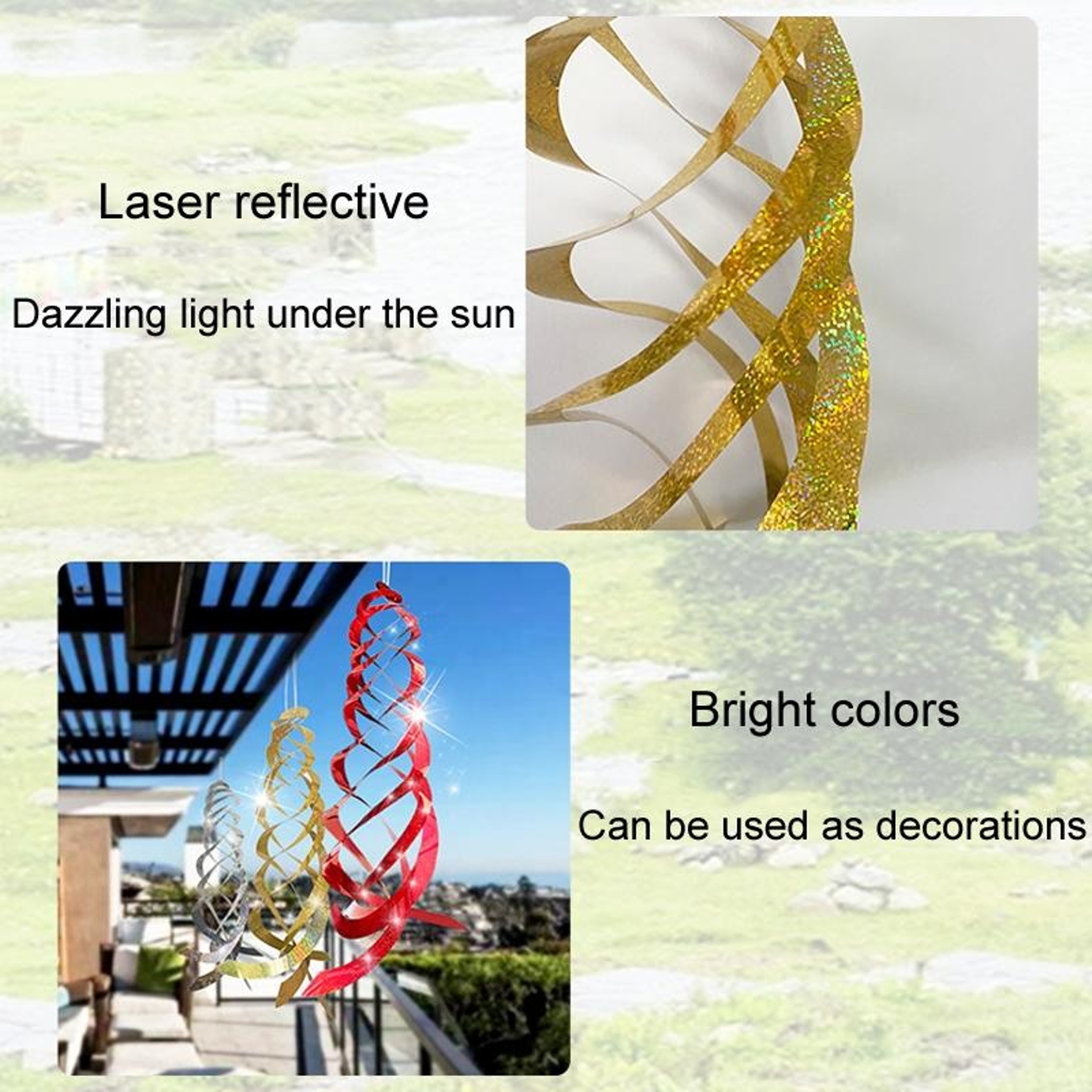 Premium Spiral Reflective Garden Bird Repeller Outdoor Orchard Bird Protector 3