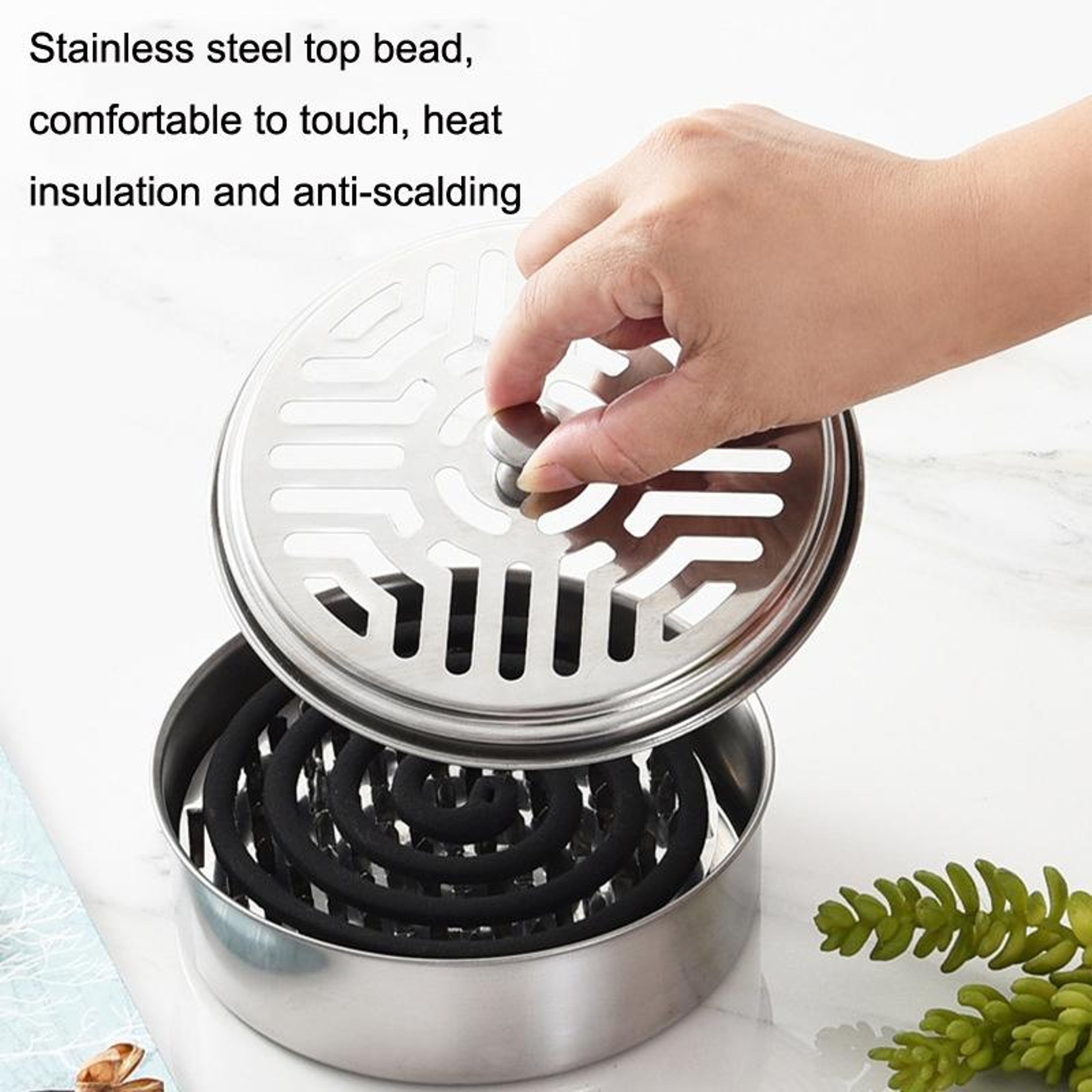Premium Stainless Steel Mosquito Coil Holder  Mosquito Incense Tray Box Fireproof Household Repelle 2