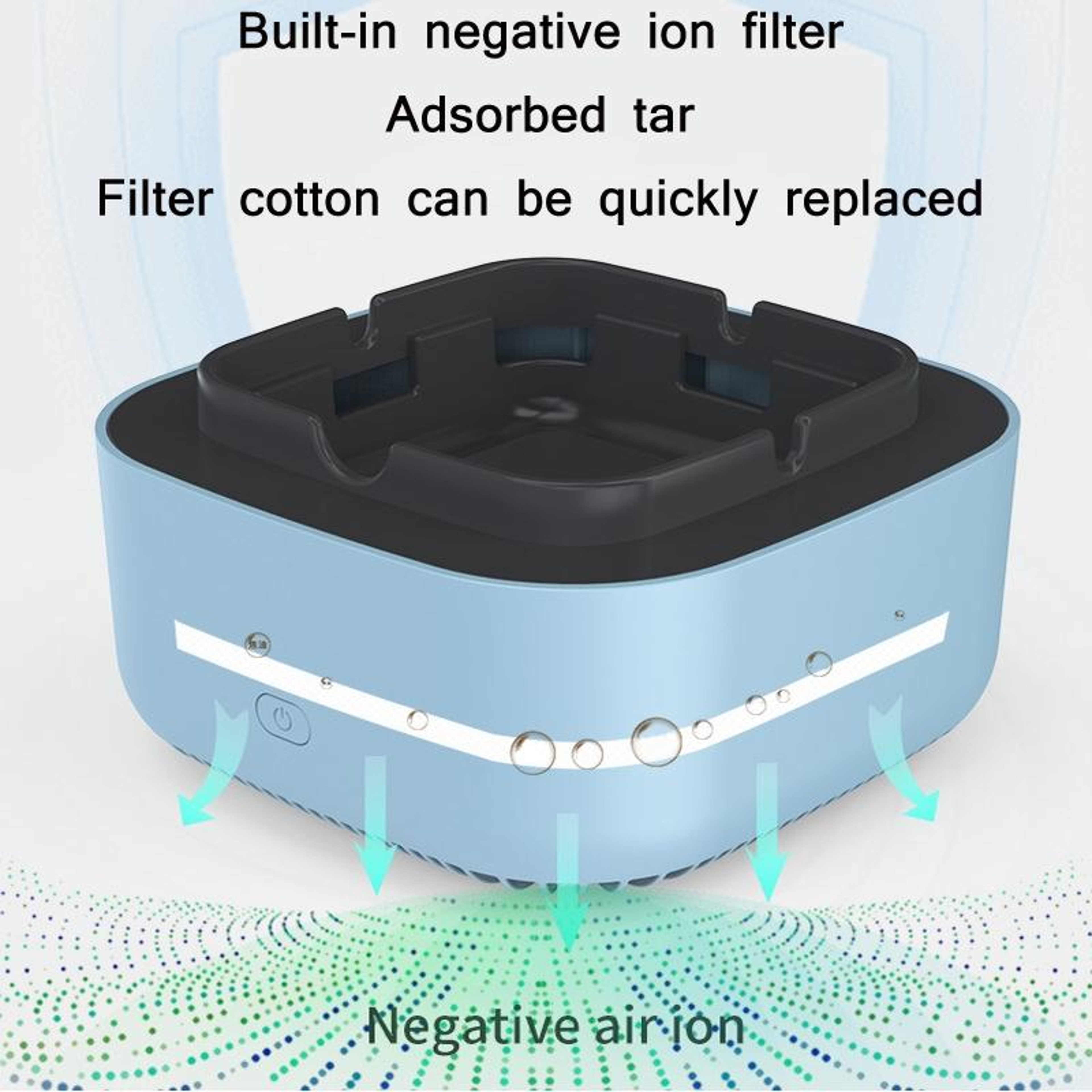 Smokeless Air Purifier Ashtray With Negative Ion Filter For Home  Office 4