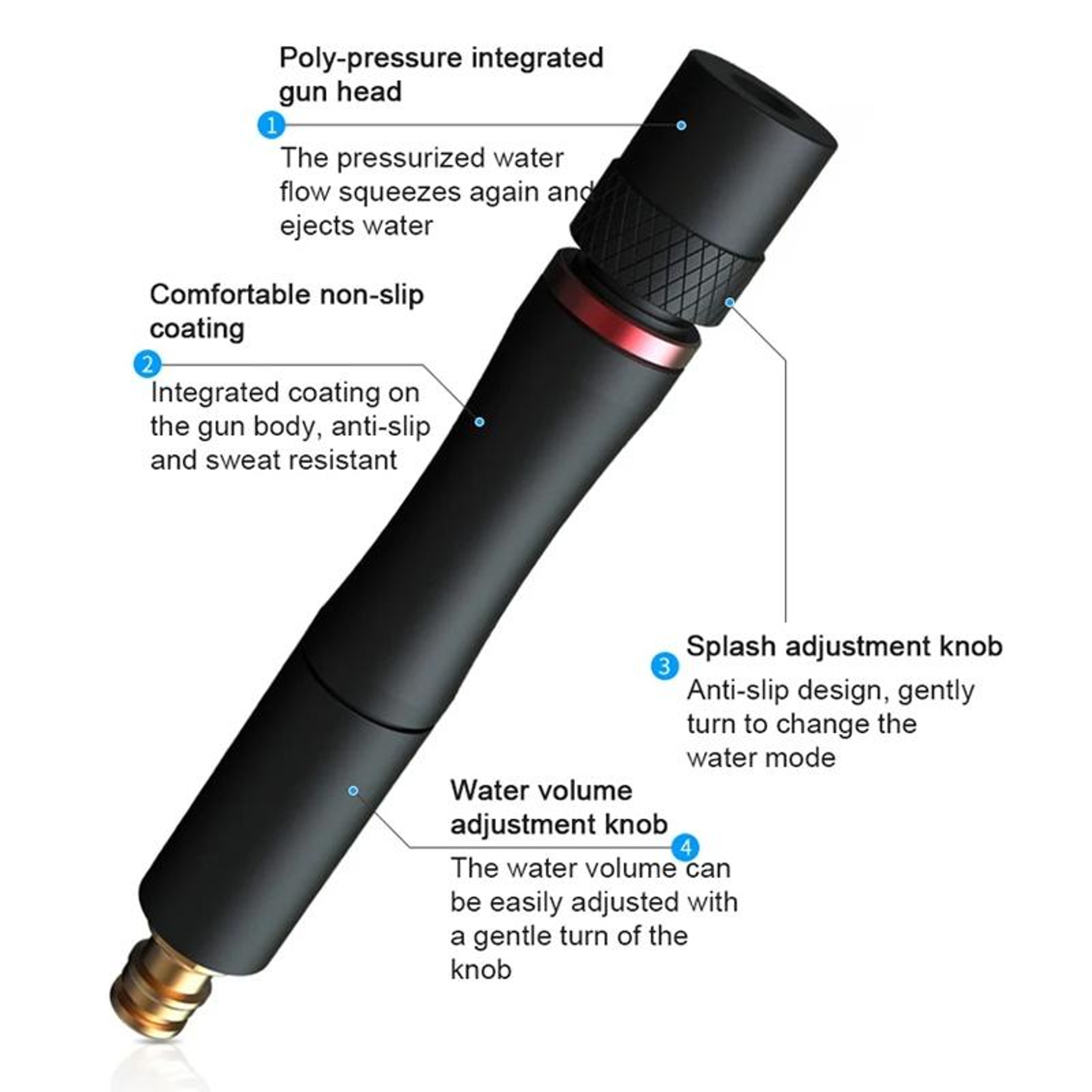 High Pressure Hose Nozzle For Car Wash  Garden Watering With Adjustable Spray Control 2