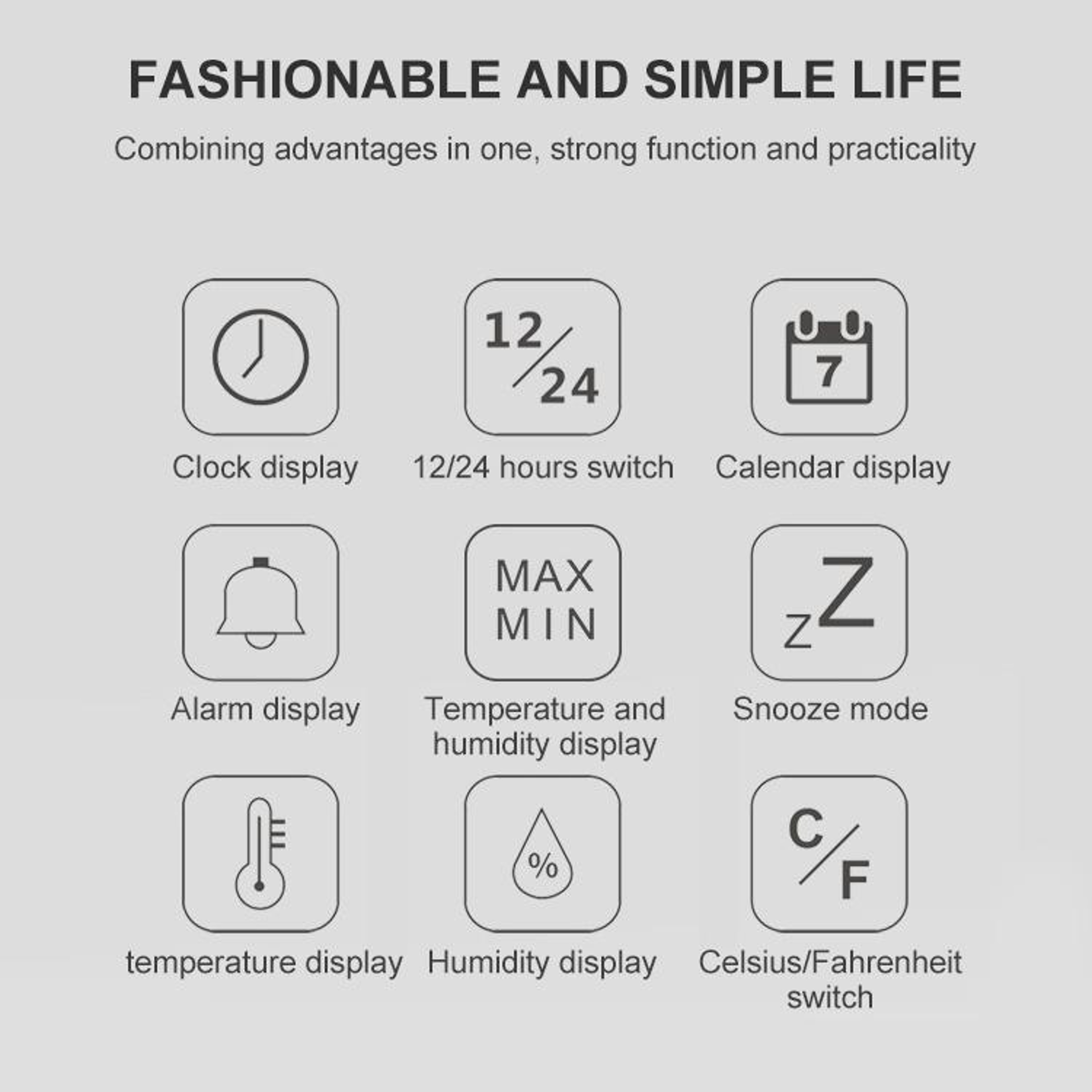 Large Screen Digital Wall Clock With Temperature  Humidity Monitor 2