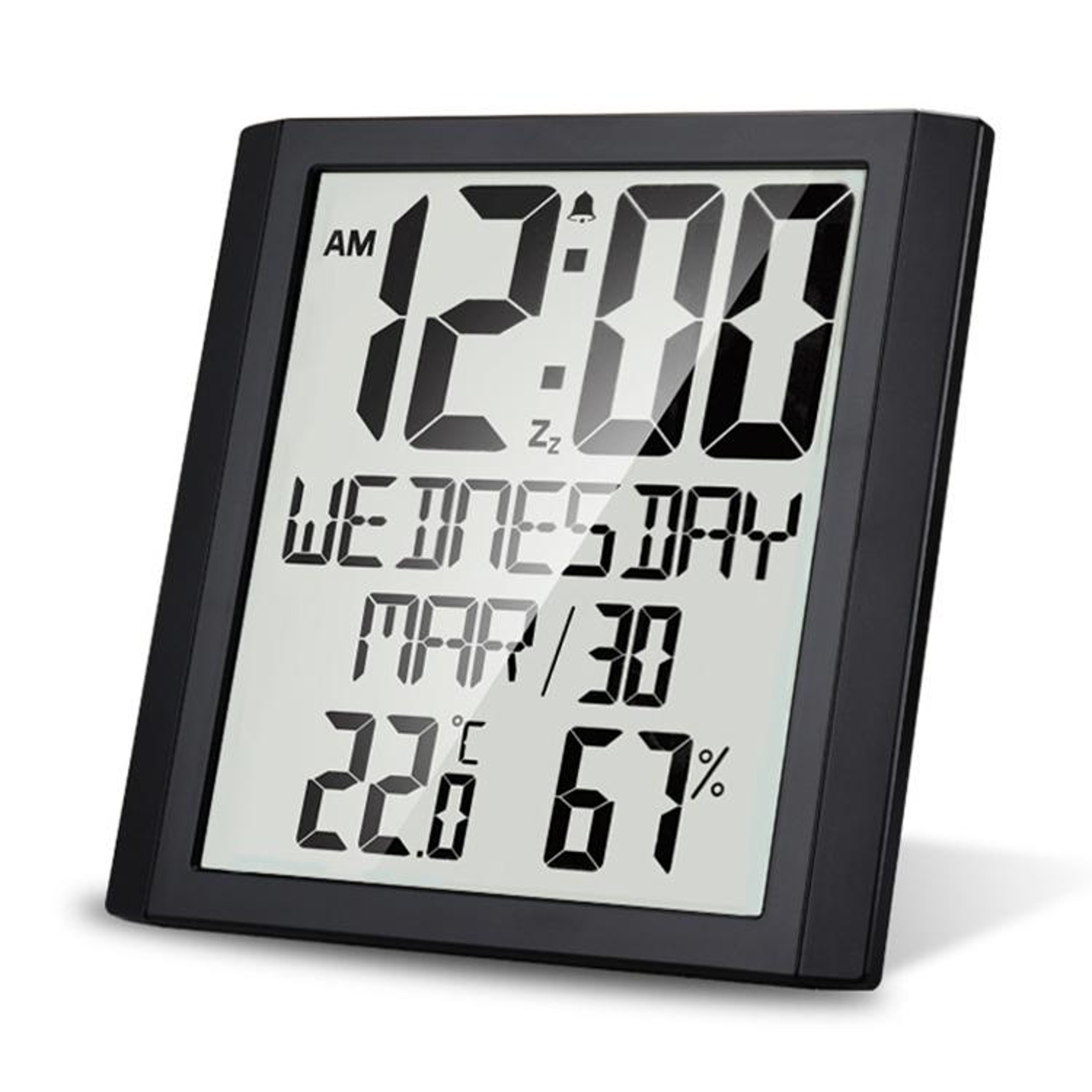 Large Screen Digital Wall Clock With Temperature  Humidity Monitor 0