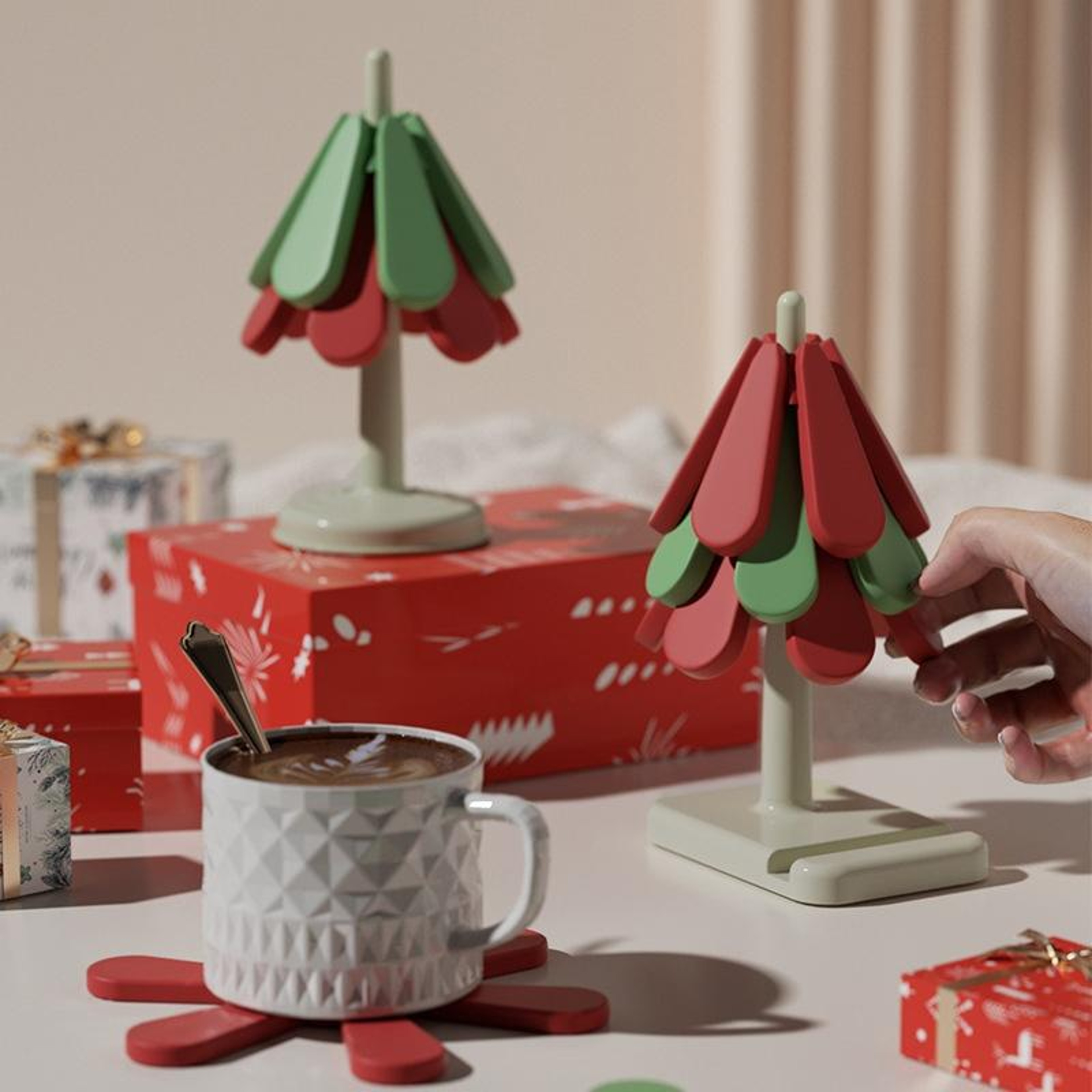 Christmas Tree Silicone Heat Resistant Trivet Foldable Insulated Placemat  Pot Holder 2