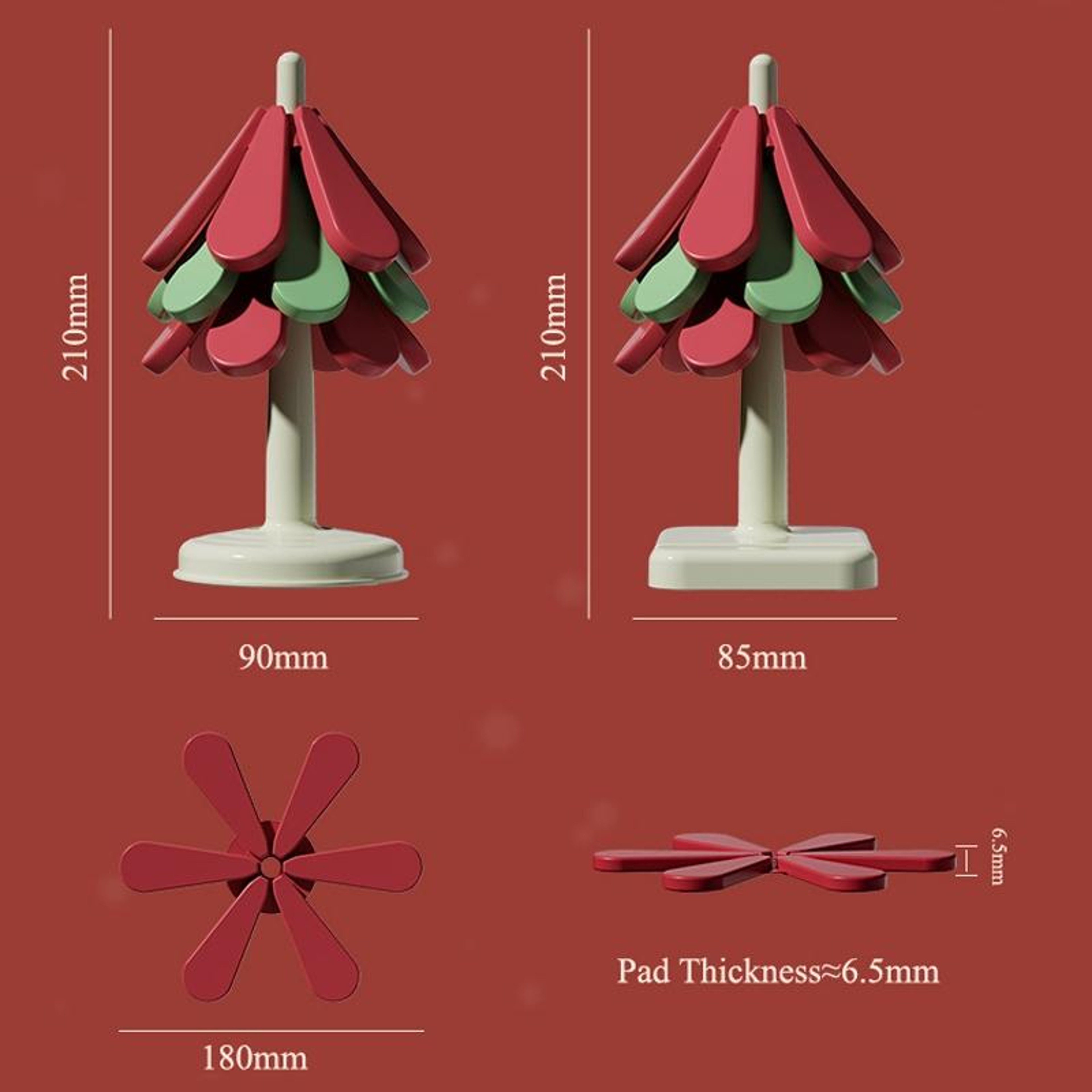 Christmas Tree Silicone Heat Resistant Trivet Foldable Insulated Placemat  Pot Holder 3