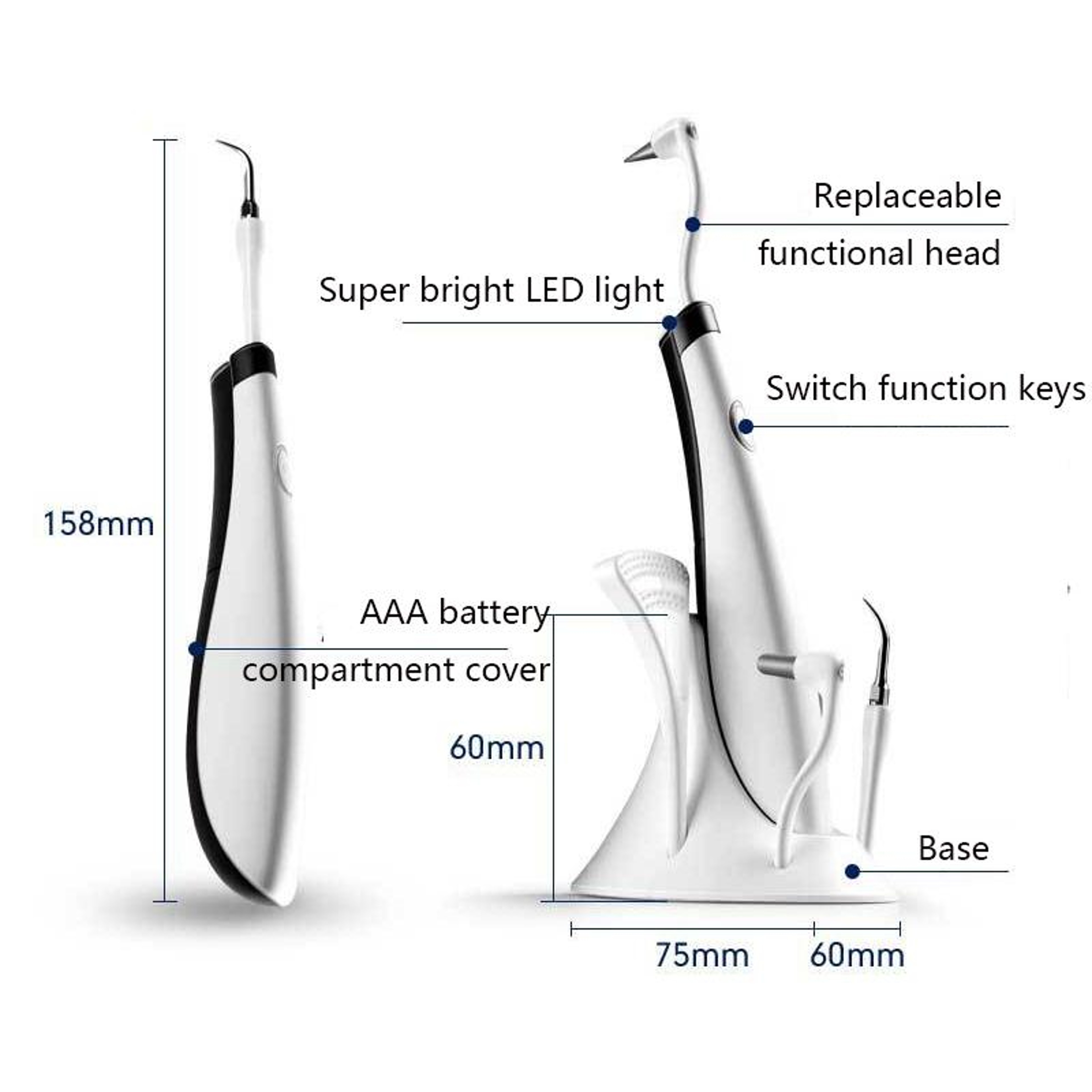 Portable Dental Scaler With LED Light  5 Precision Tips For Teeth Cleaning And Gum Care 3