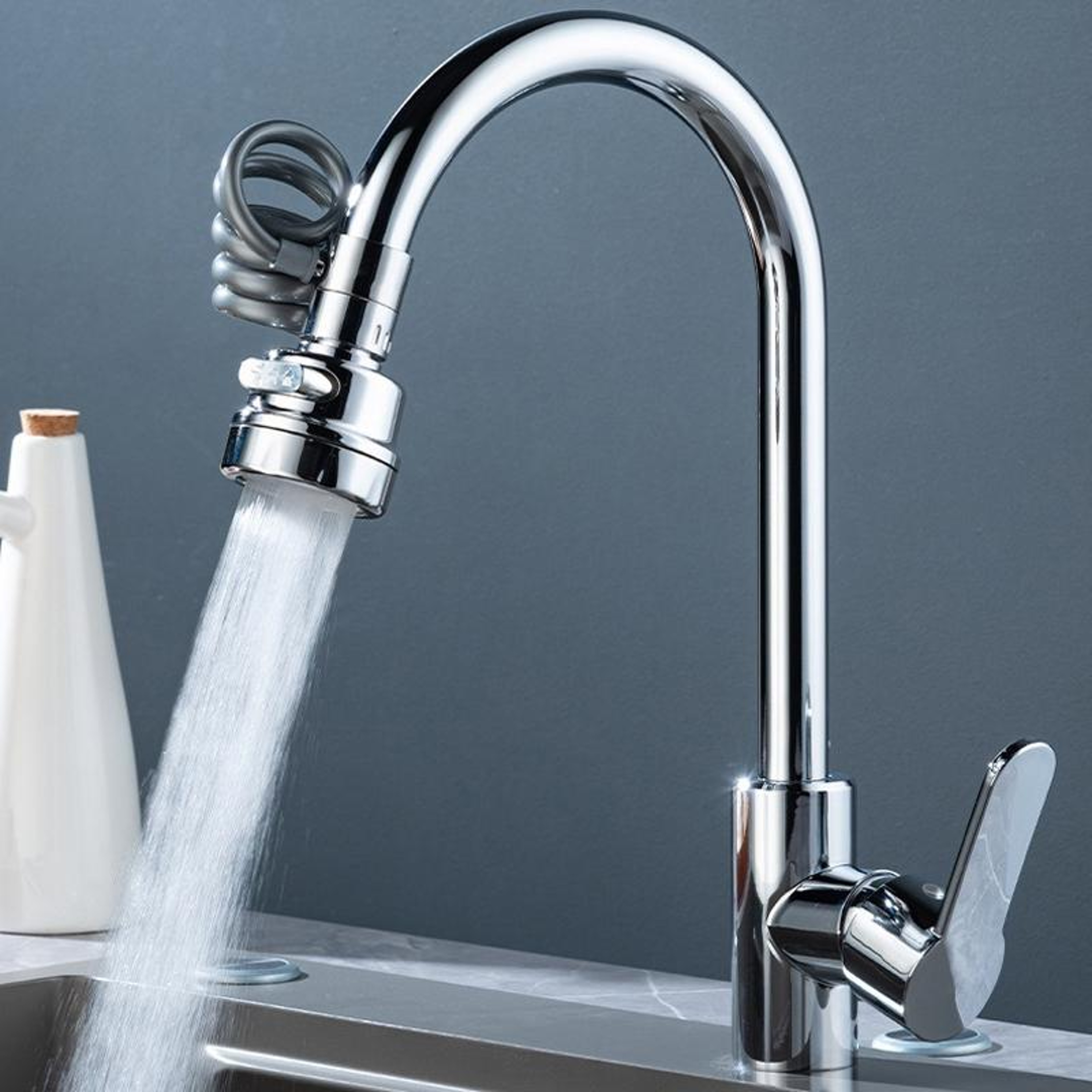 AquaFlex Pull Out Kitchen Faucet With 3 Mode Sprayer  360 Swivel Anti Splash Design 0