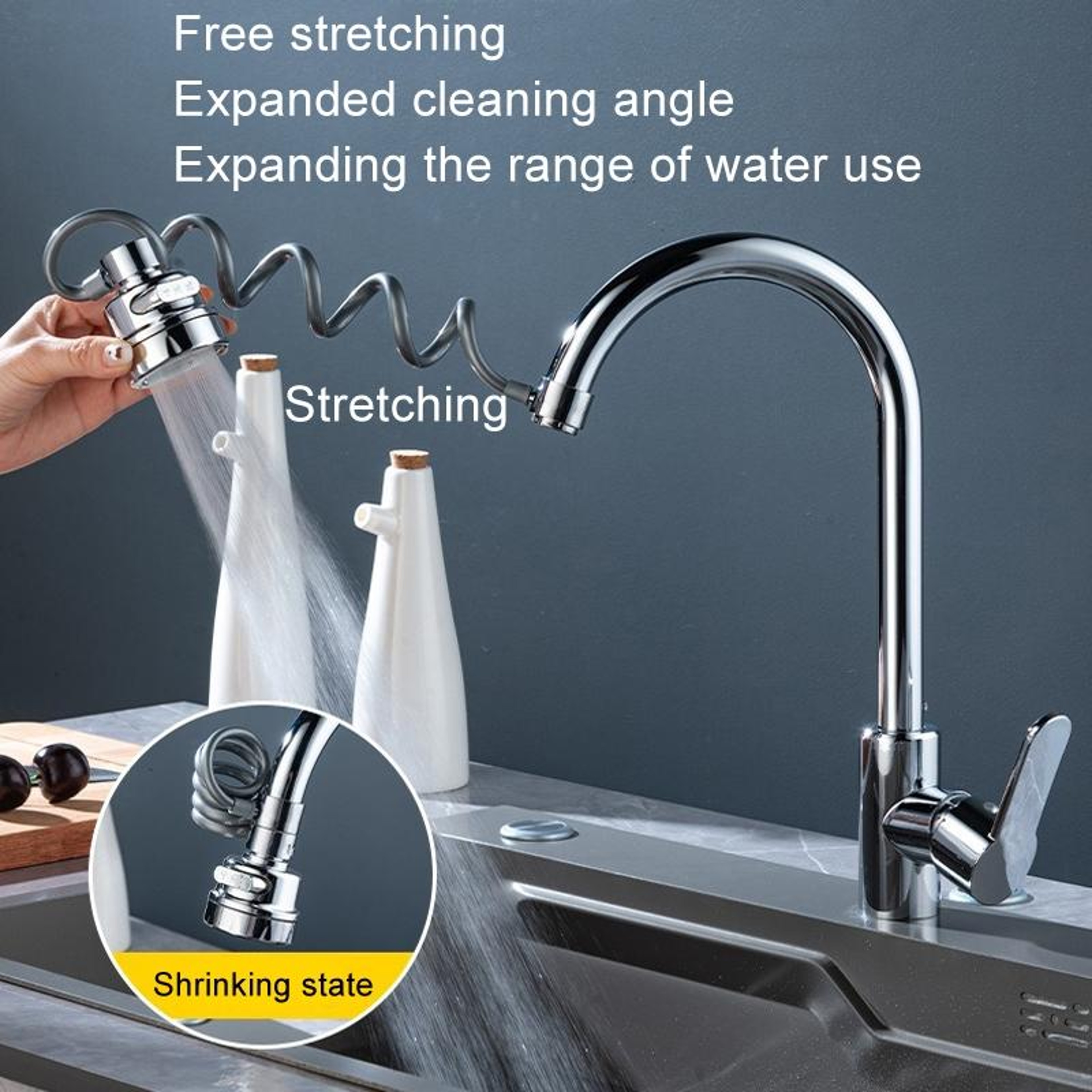 AquaFlex Pull Out Kitchen Faucet With 3 Mode Sprayer  360 Swivel Anti Splash Design 2