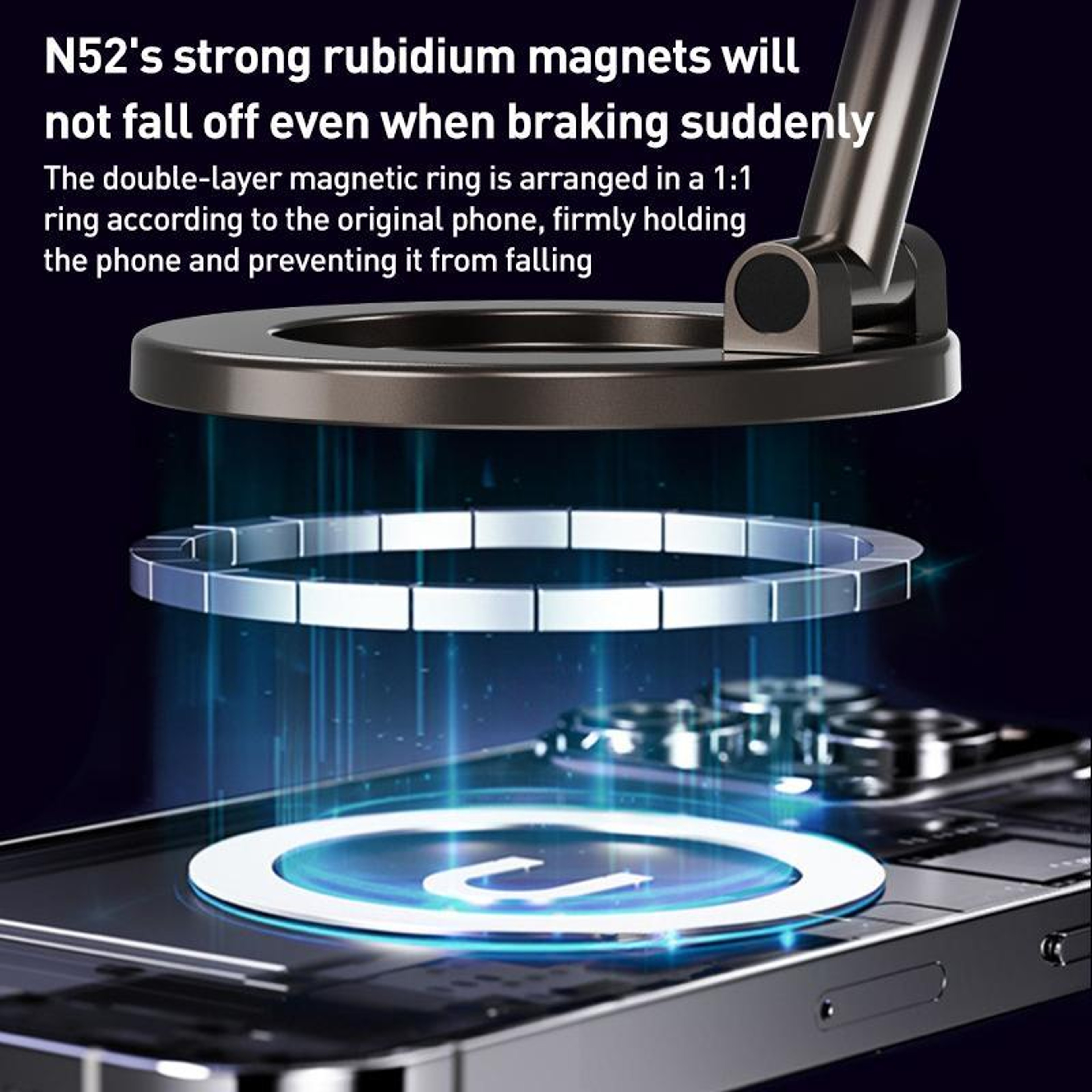 Magnetic Car Phone Holder With Vacuum Suction 360 Rotating Dashboard Mount 5