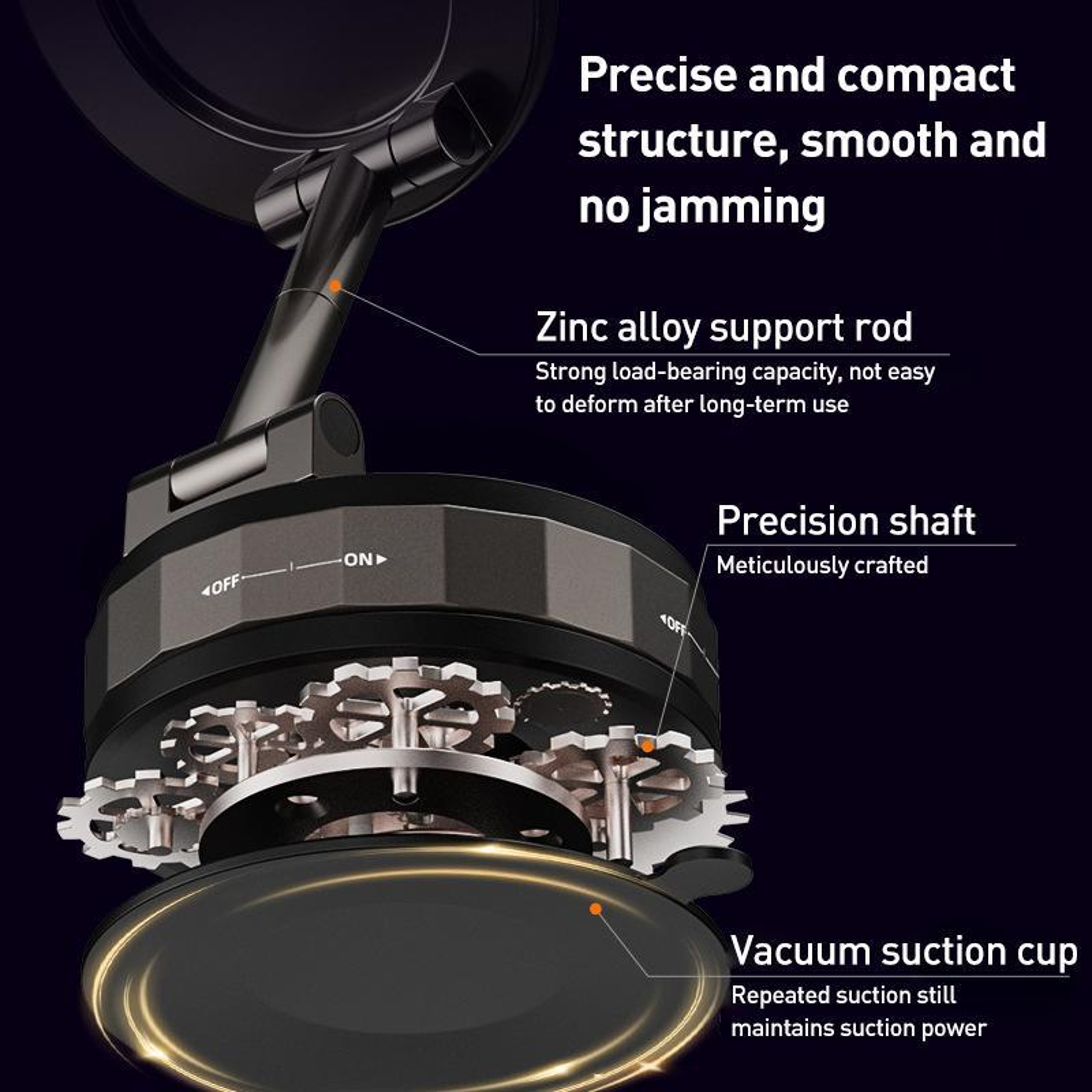 Magnetic Car Phone Holder With Vacuum Suction 360 Rotating Dashboard Mount 6