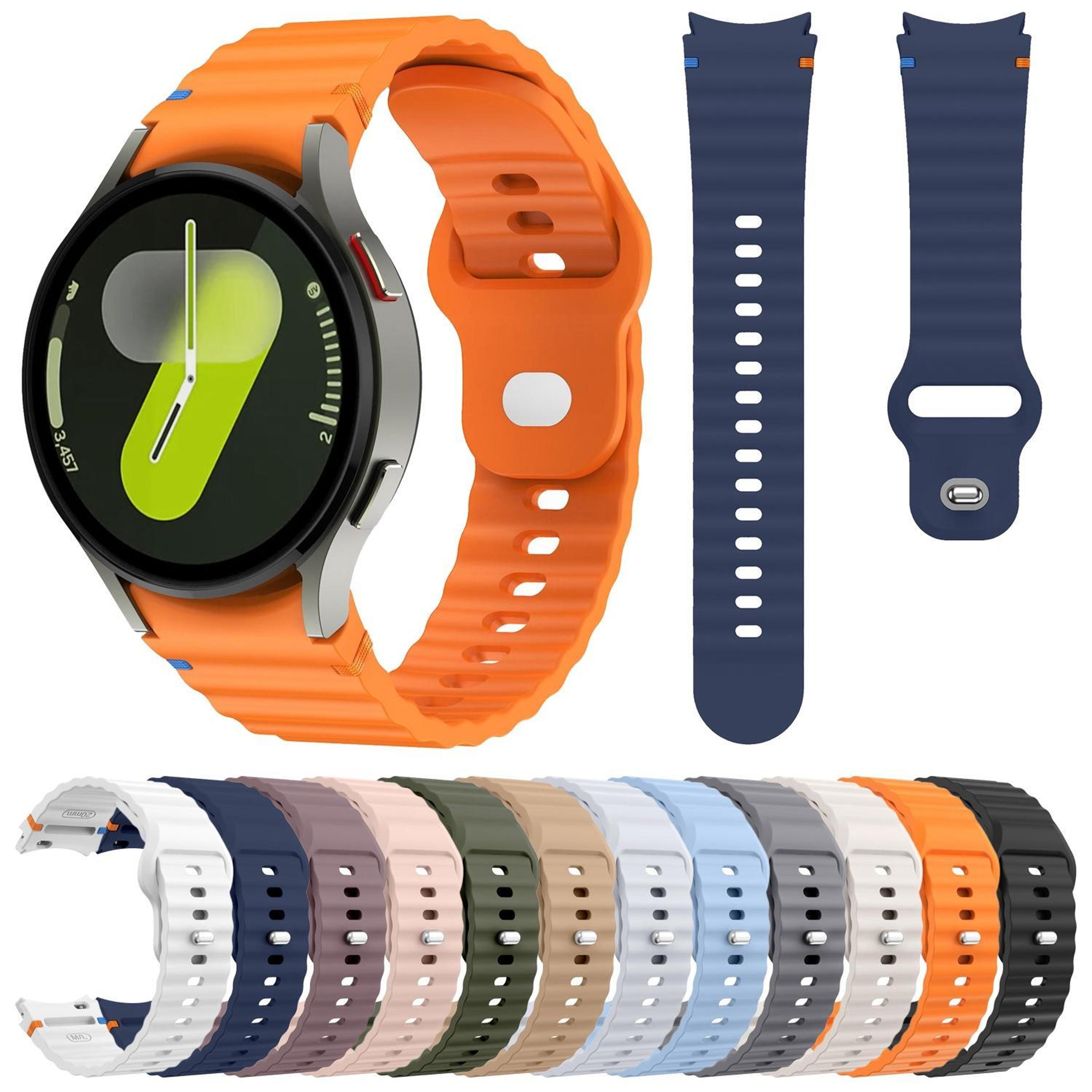 Samsung Galaxy Watch 7 Band 20mm Silicone Watch Strap With Wavy Grain Reverse Buckle 13