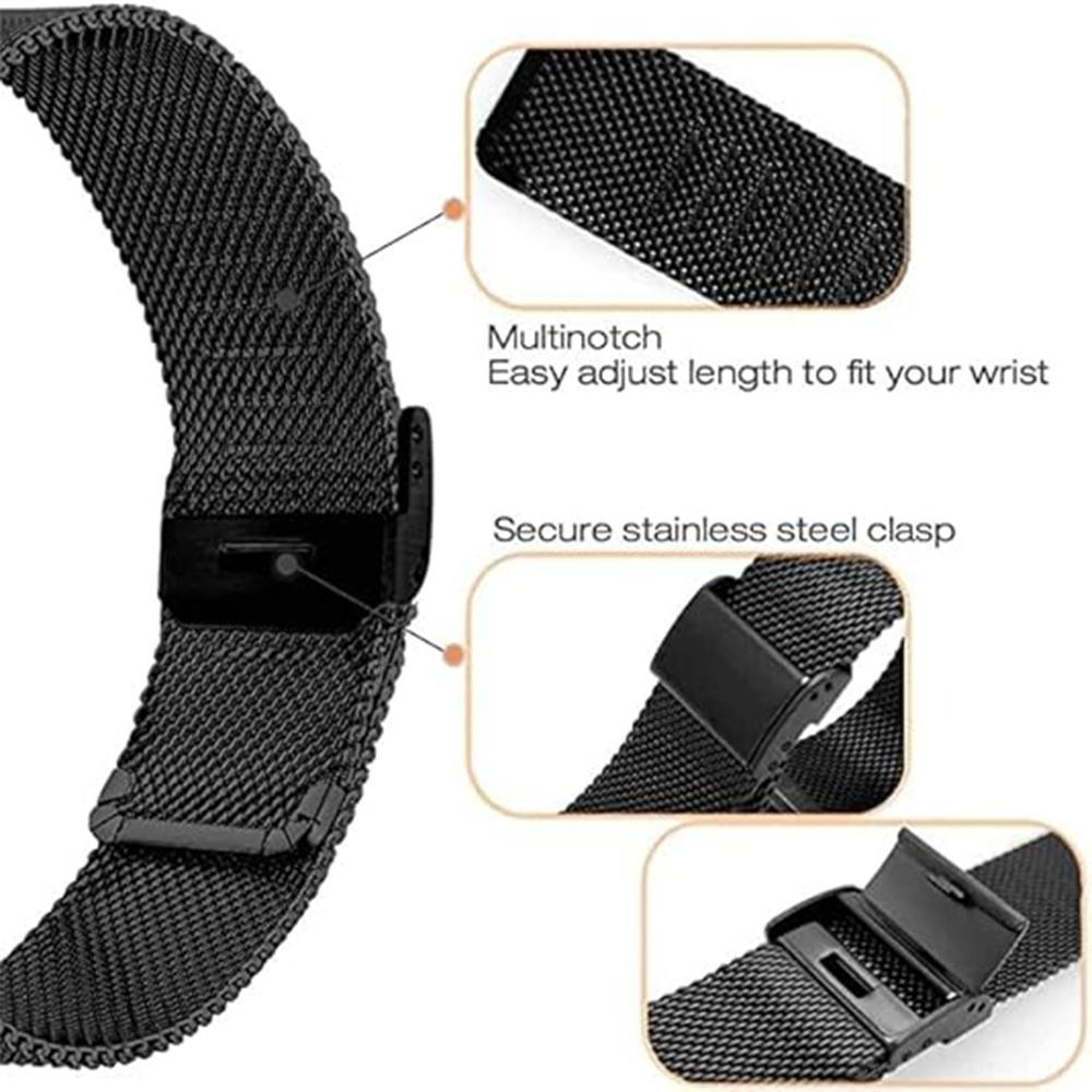 Garmin Venu X1 Milanese Watch Band Double Buckle Stainless Steel Watch Strap Adjustable Replacement 5