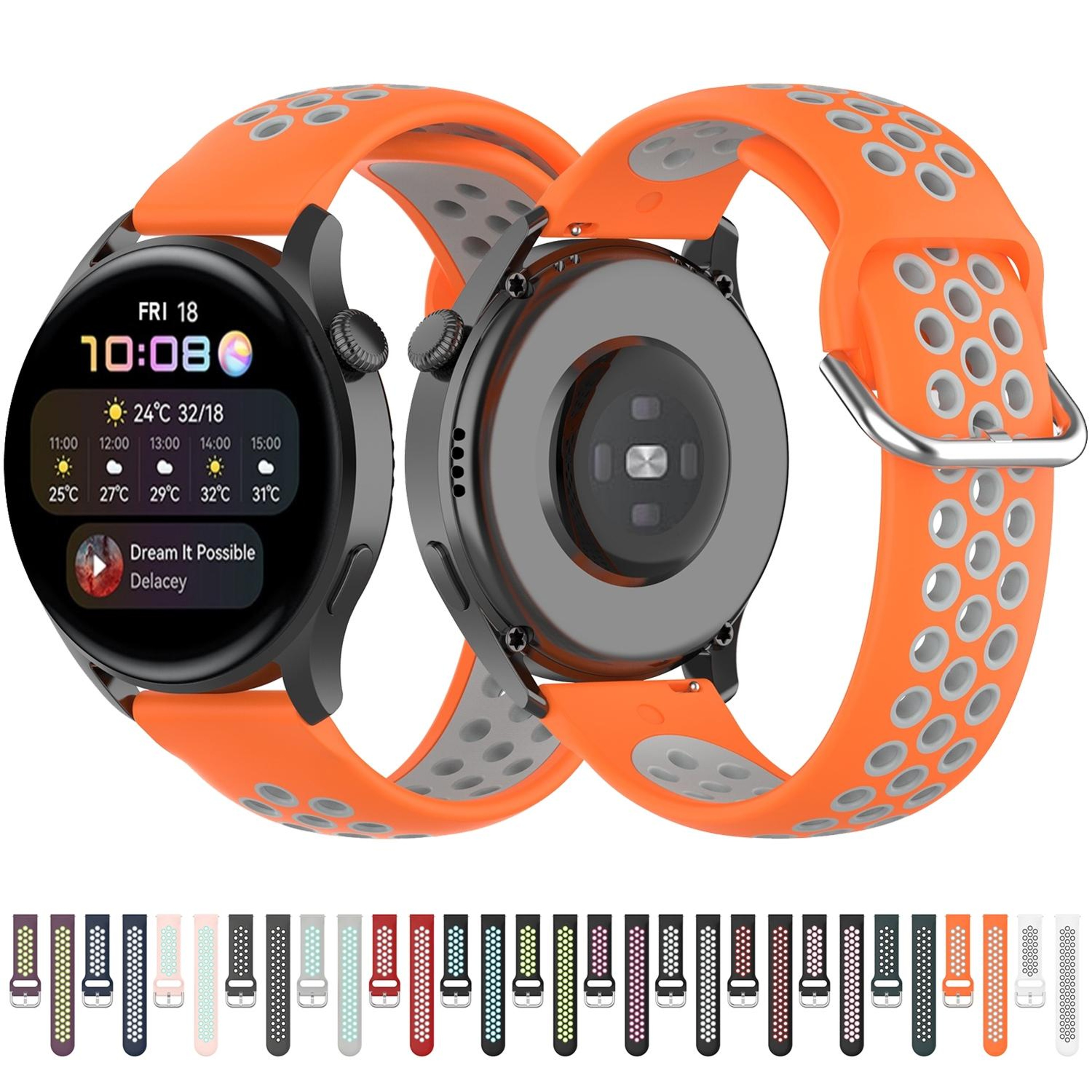 Huawei Watch 3 Band 22mm Silicone Sport Replacement Strap for Huawei Watch 3 Pro and GT Series – view 8