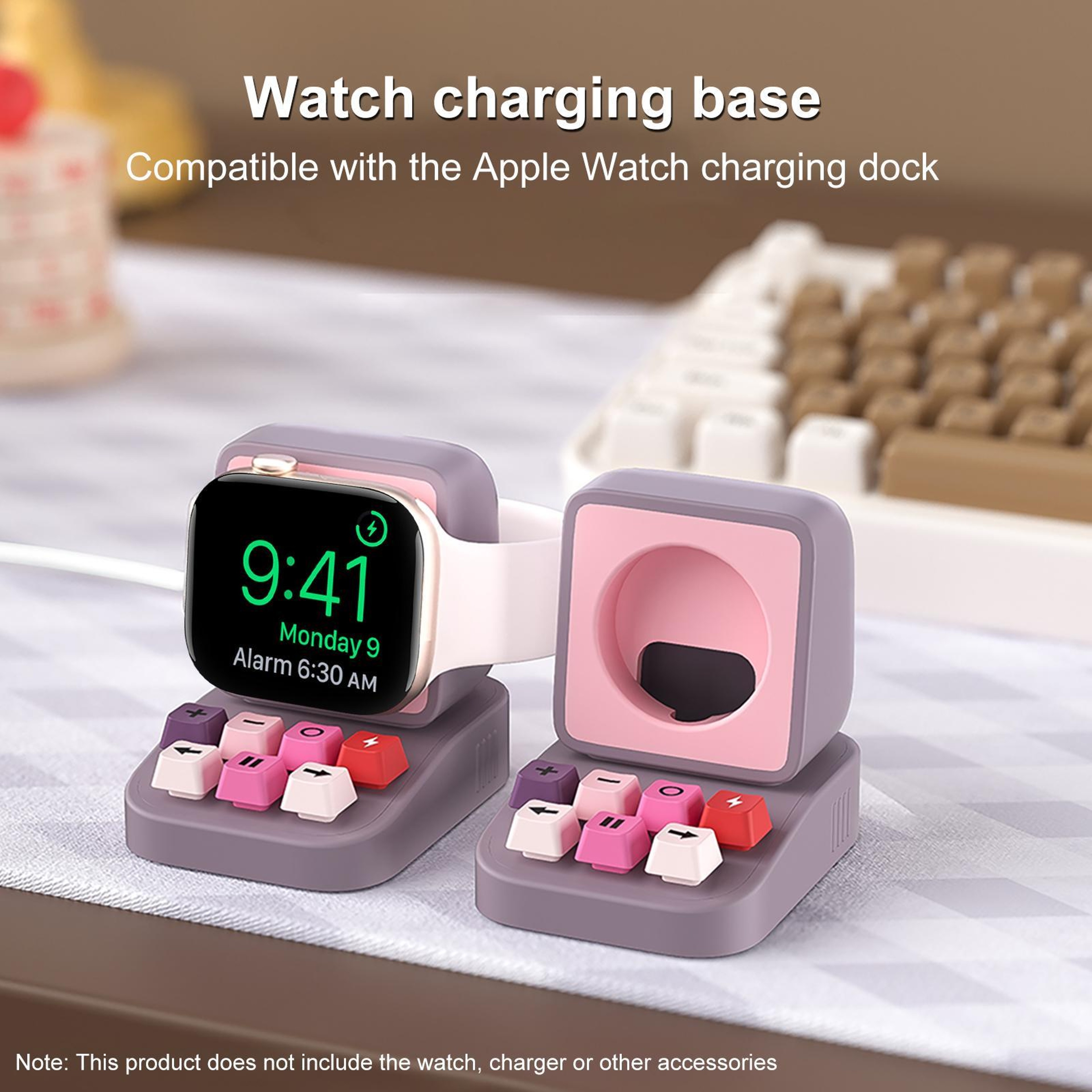 XDcase Apple Watch Charging Stand Retro Typewriter Apple Watch Dock Silicone Holder 2