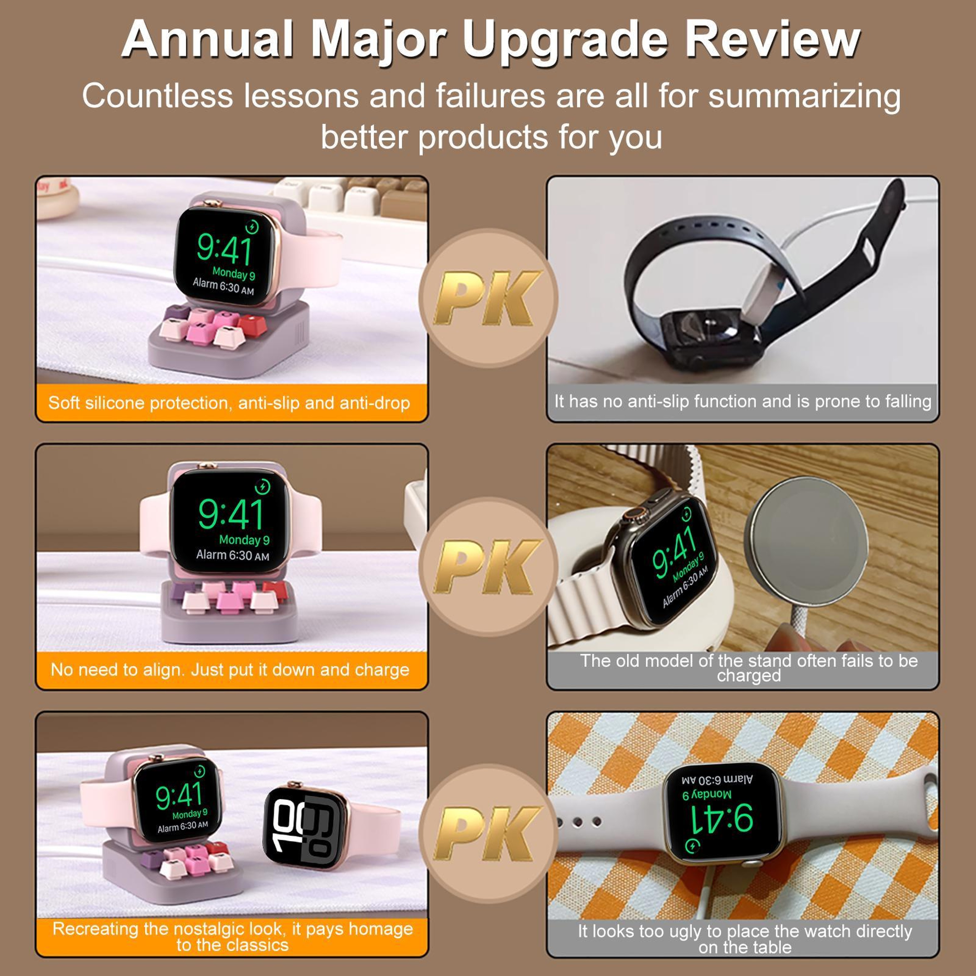 XDcase Apple Watch Charging Stand Retro Typewriter Apple Watch Dock Silicone Holder 8